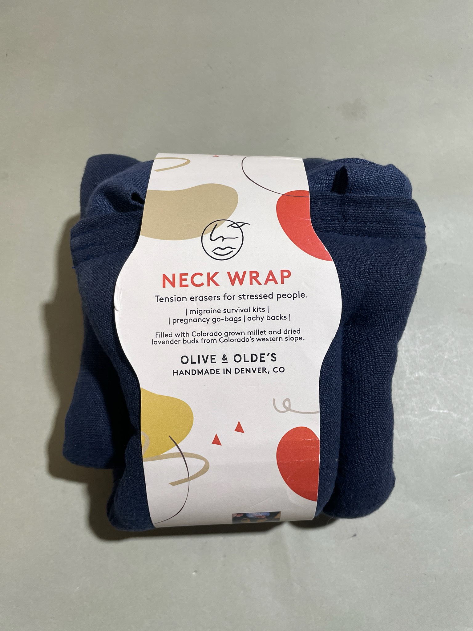 Olive & Olde's Navy Blue Microwaveable Neck Wrap Size Approx. 3 lbs.