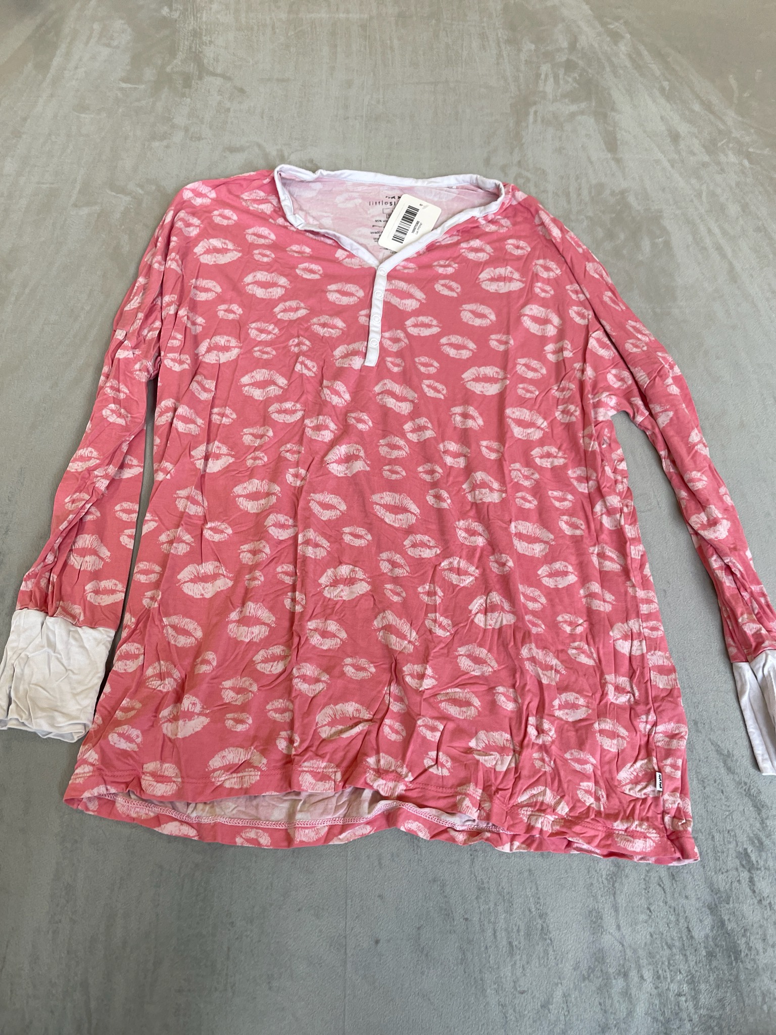 littlesleepies Pink Lip Print Bamboo Viscose Nightshirt Size Large