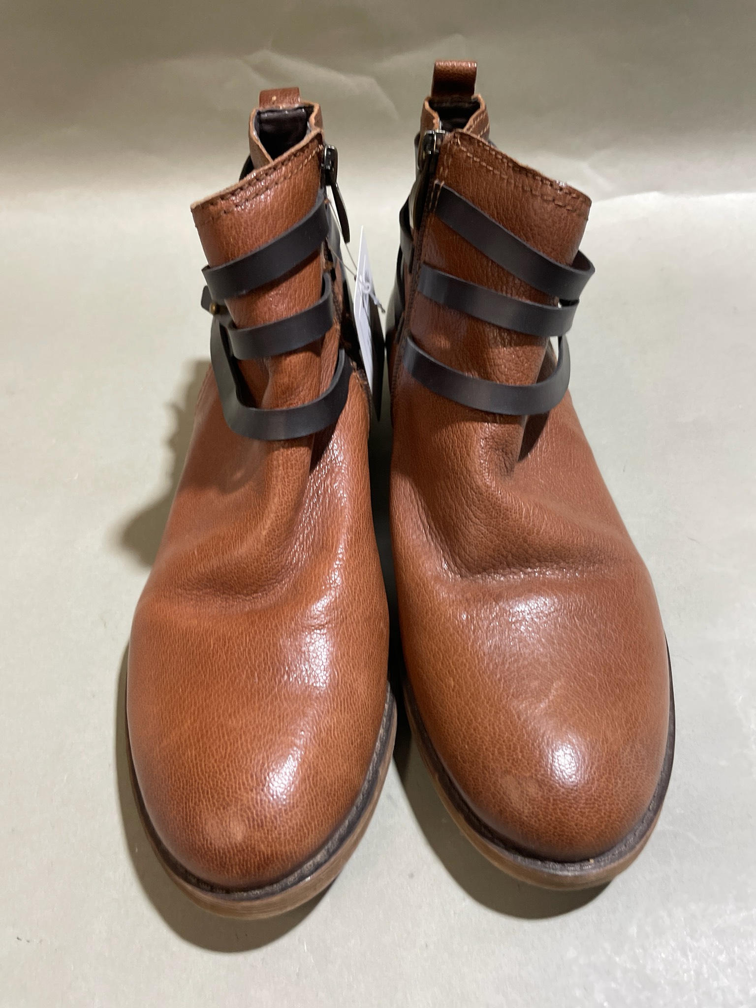 Franco Sarto Brown Pebbled Leather Ankle Boots