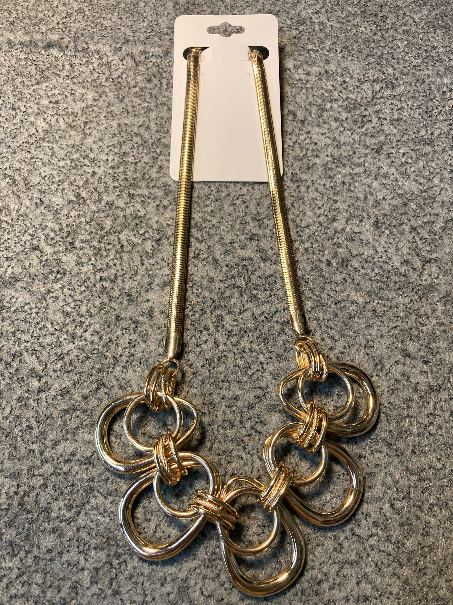 Gold Tone Chunky Statement Necklace