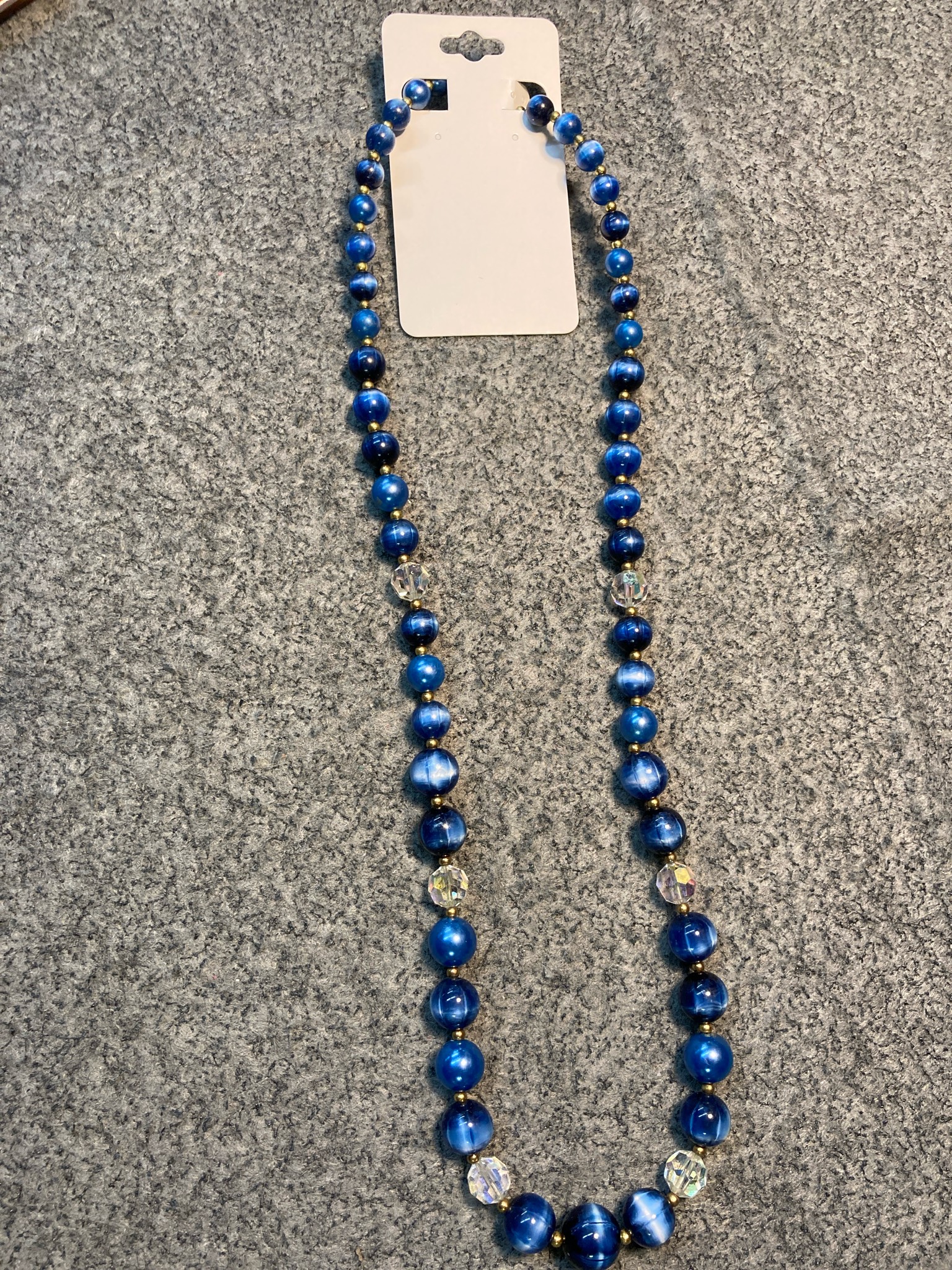 Blue Graduated Beaded Necklace
