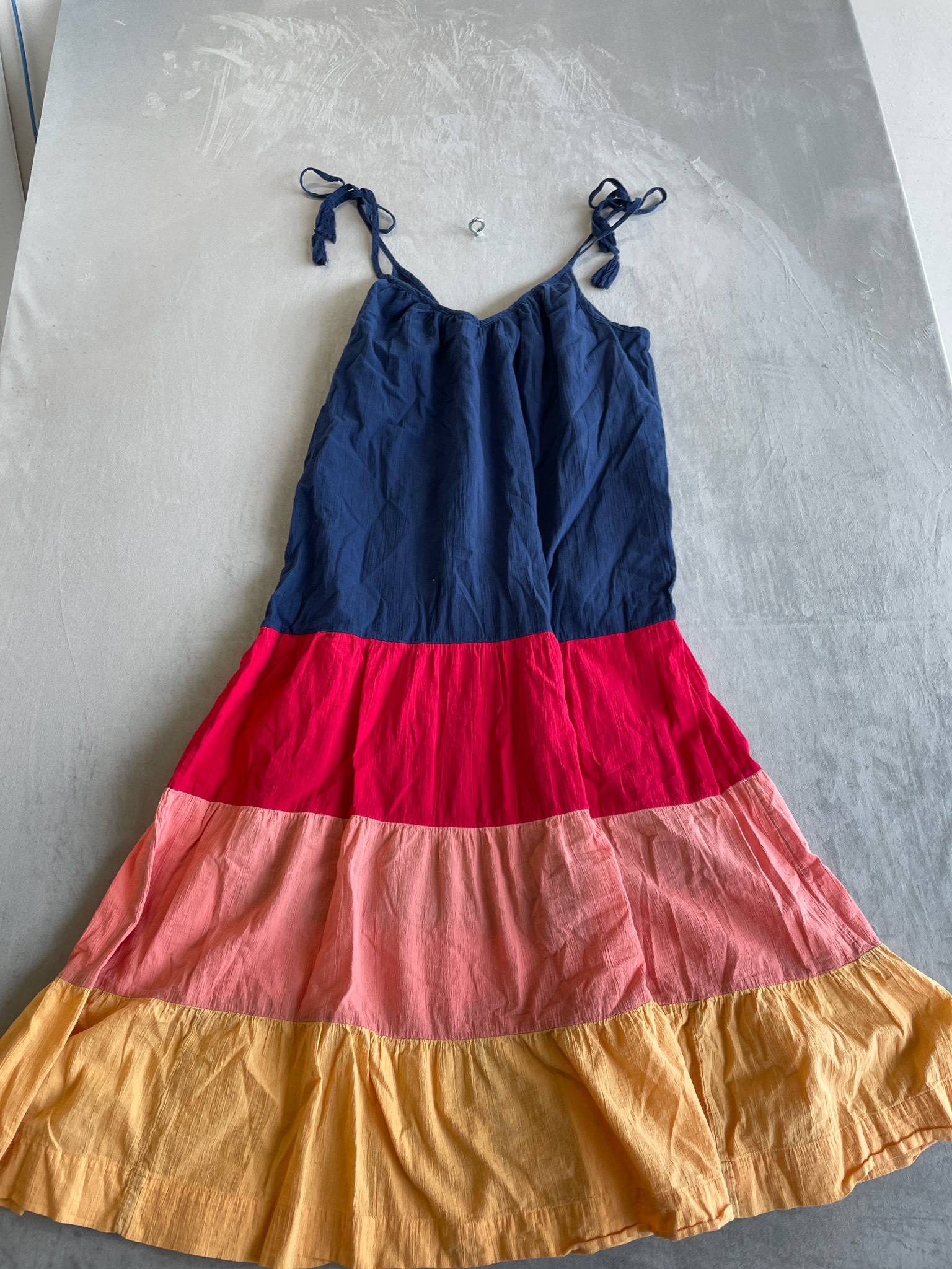 Old Navy Navy Colorblock Lightweight Tiered Sundress Size M