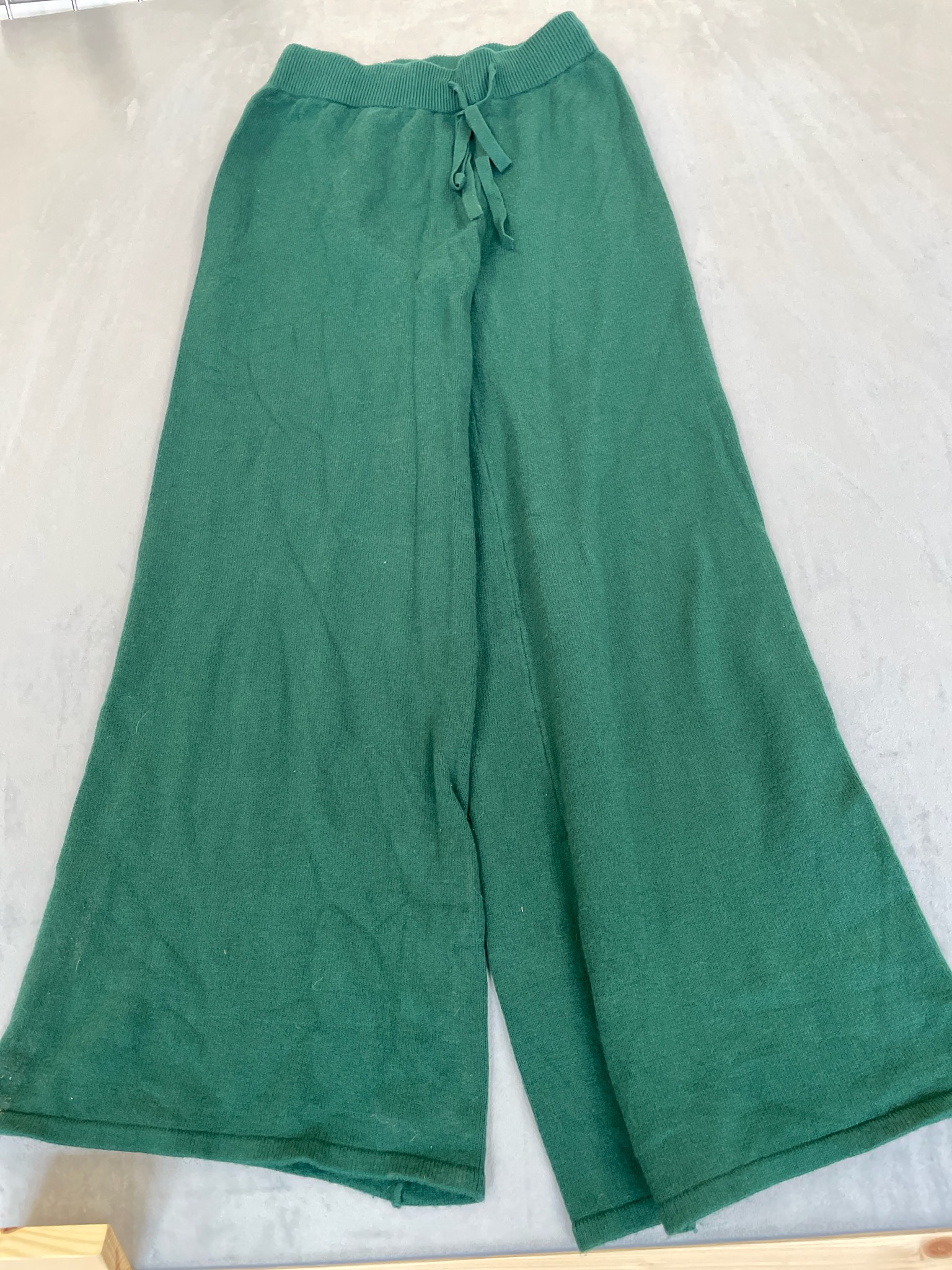 Forest Green Knit Wide-Leg Pants Size L