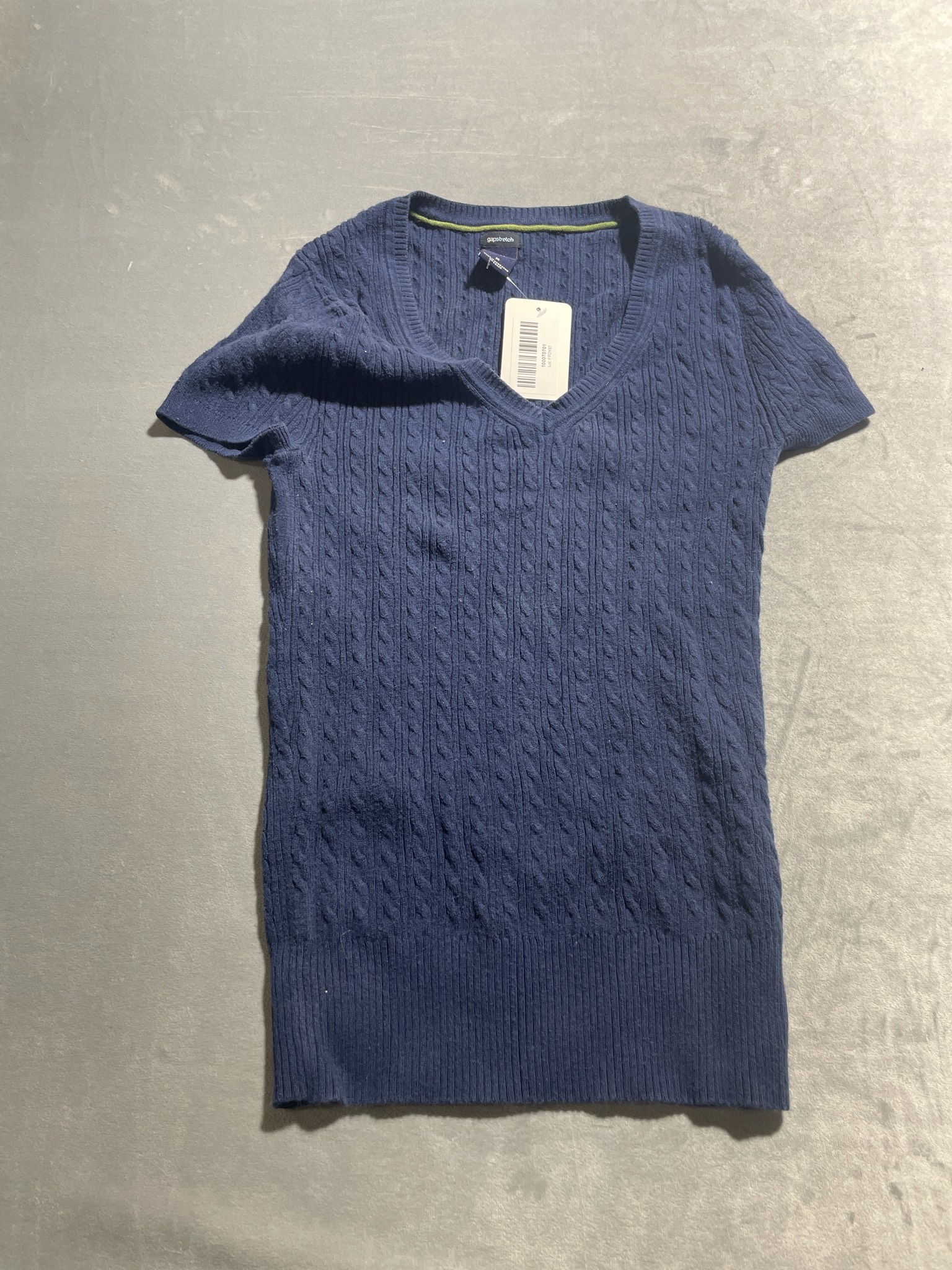 Gap Navy Cable Knit Cotton-Blend Short-Sleeve Sweater Size M