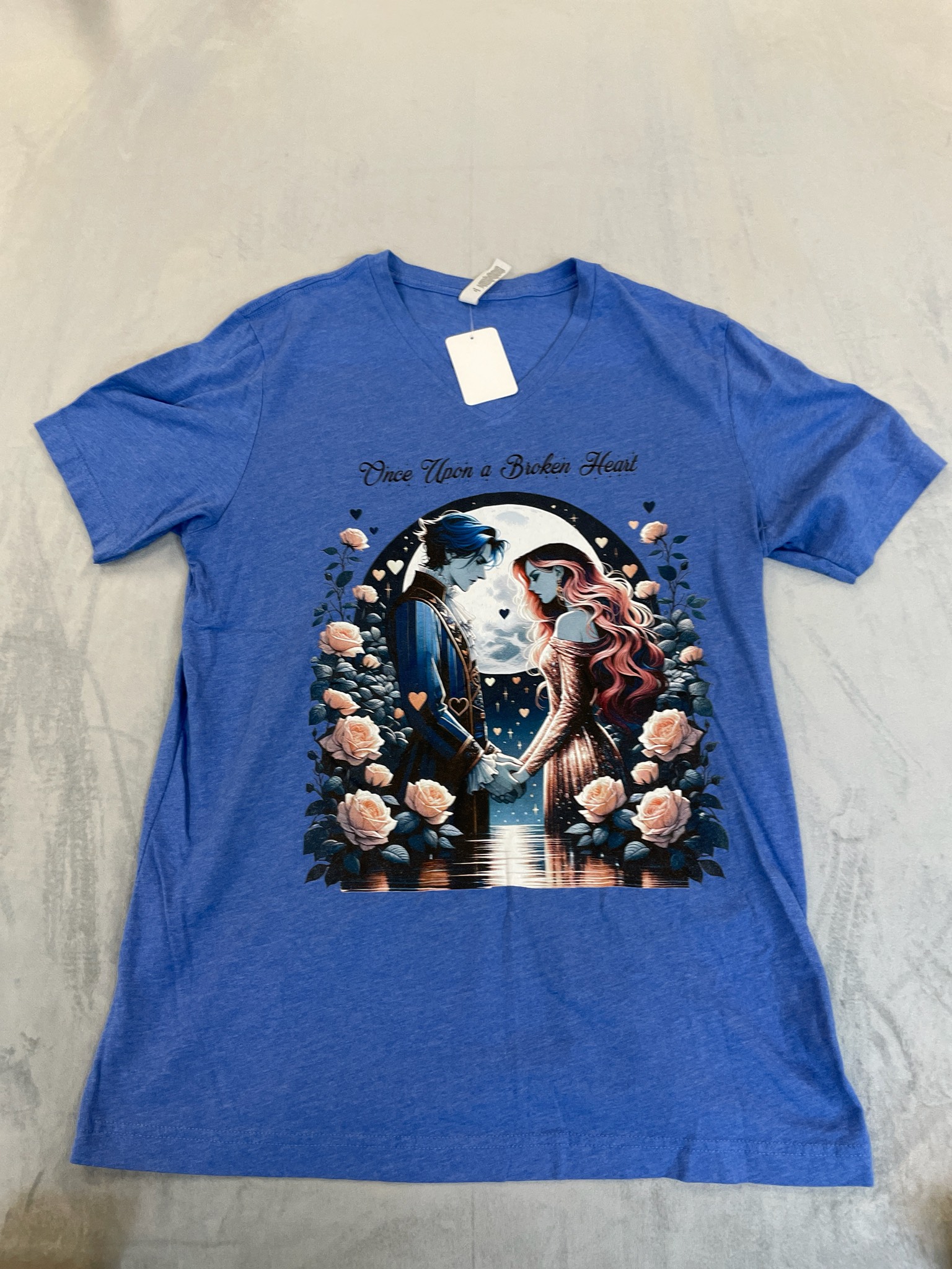 Bella+Canvas Blue Heather CVC V-Neck T-Shirt Size L