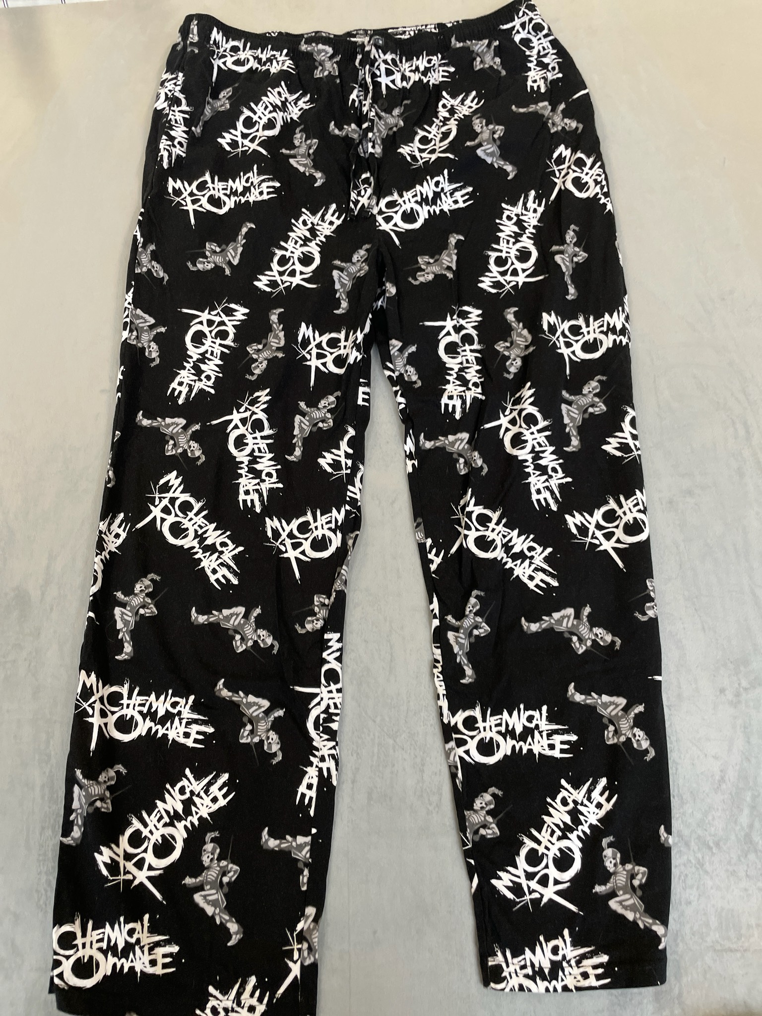 My Chemical Romance Black Skeleton Print Cotton Pajama Pants Size XL