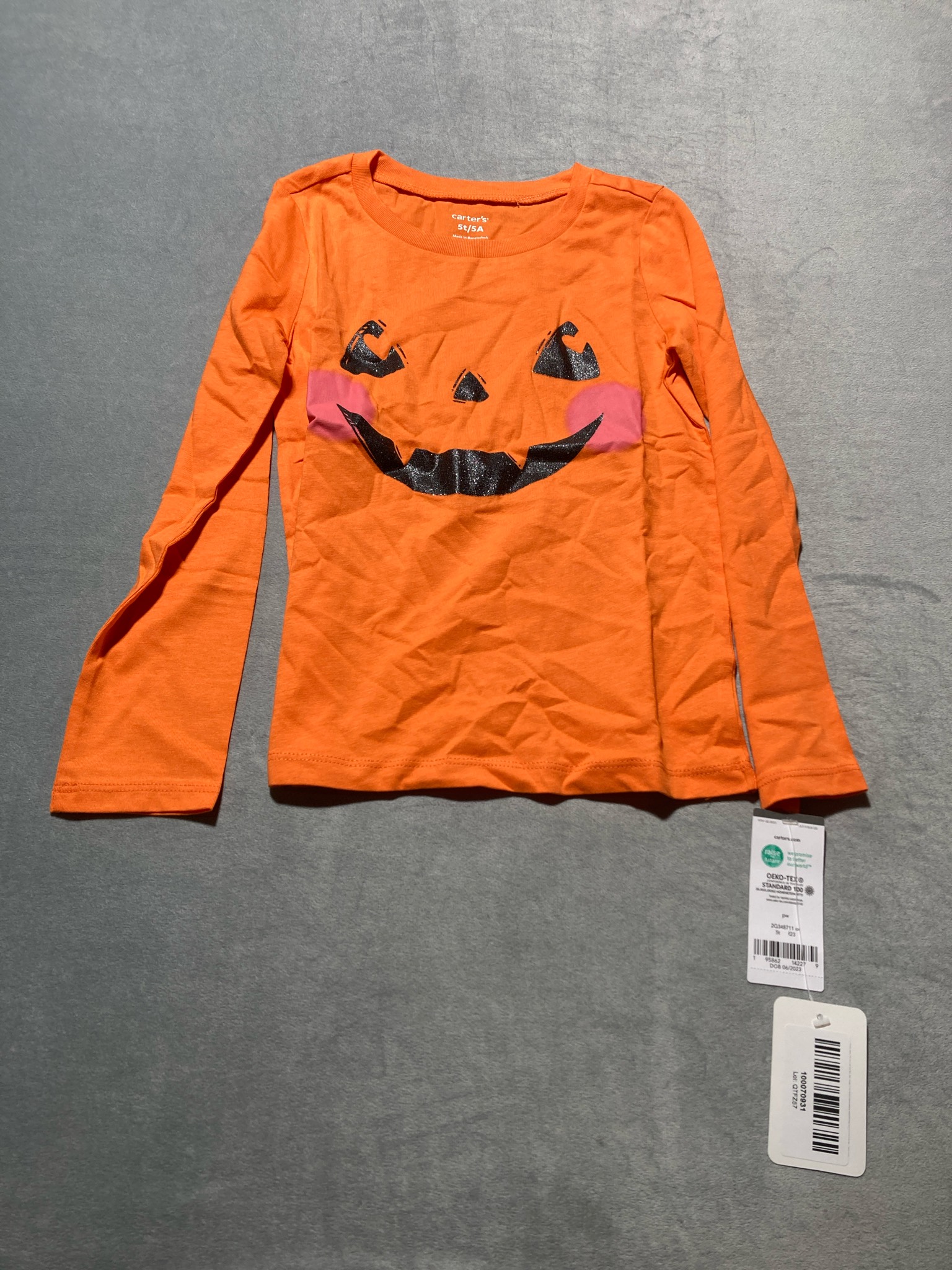 Carter's Orange graphic t shirt size 5T NWT