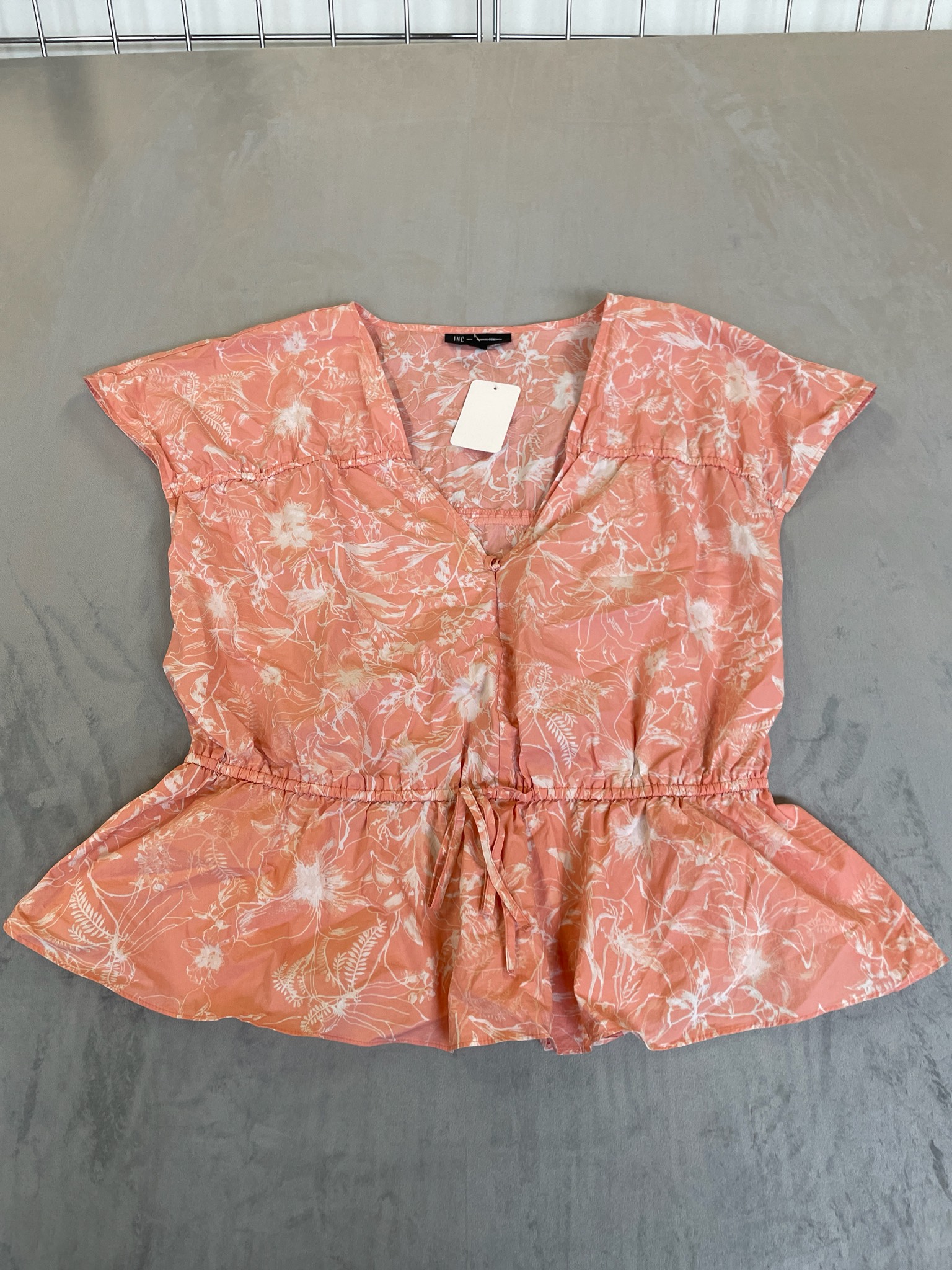 INC (International Concepts) Coral Floral Romper Size XL