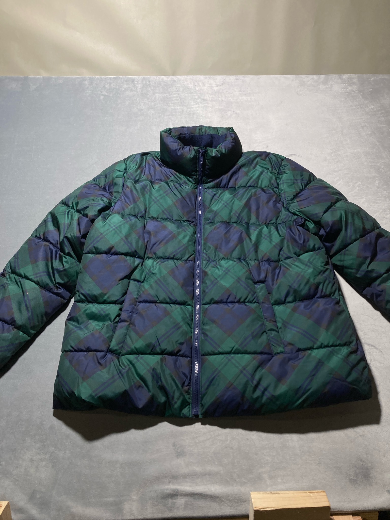 Old Navy Dark Green Navy plaid coat size XL