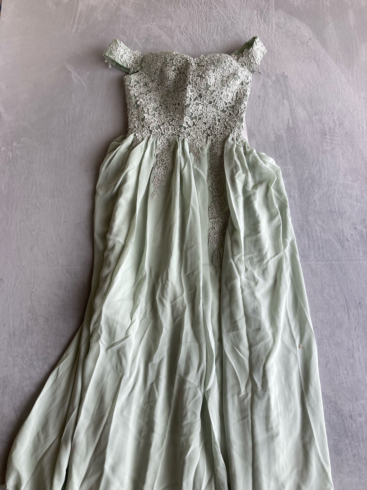 LAVETIR Sage Green Lace Chiffon Dress Size US 4