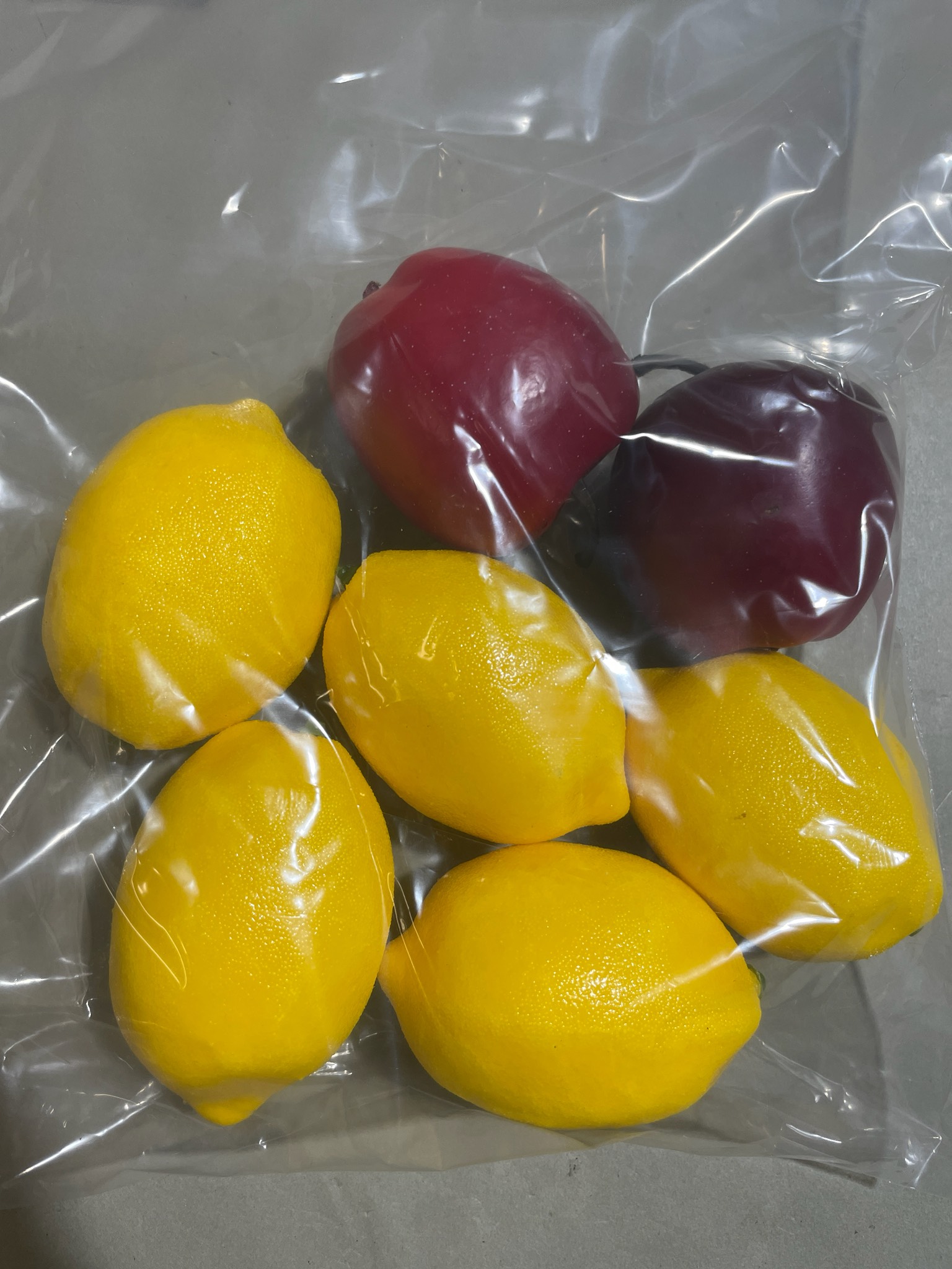 Yellow and Dark Red Realistic Faux Fruit Set