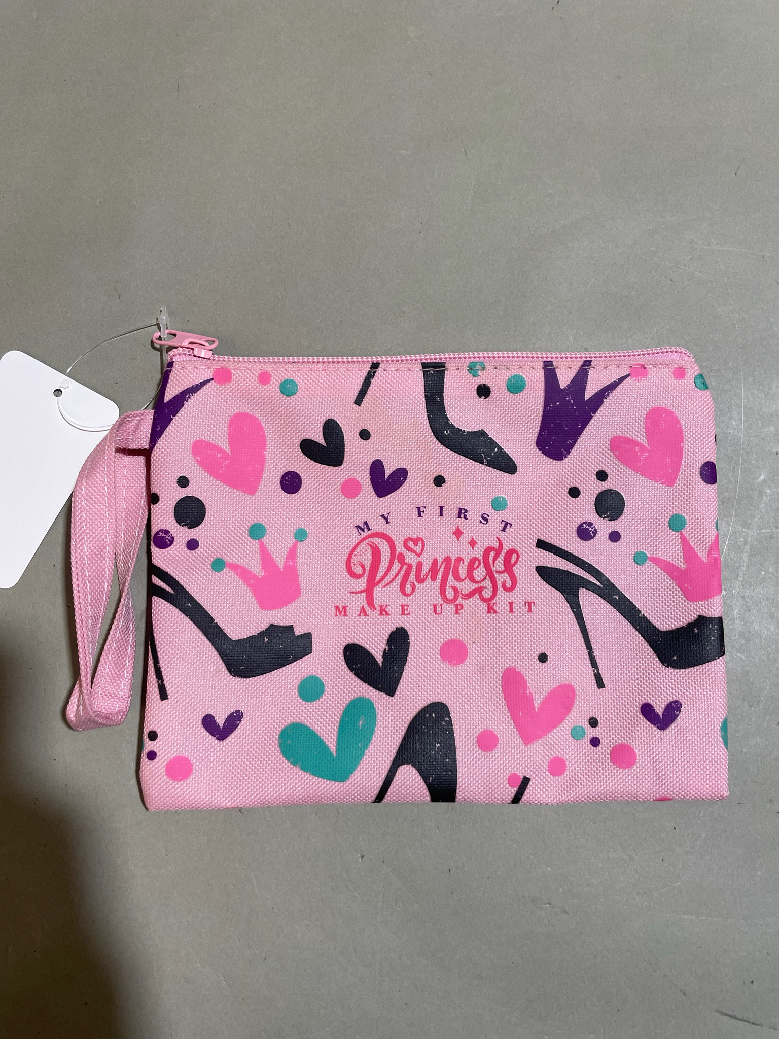 Pink Princess Print Cosmetic Pouch Size Small