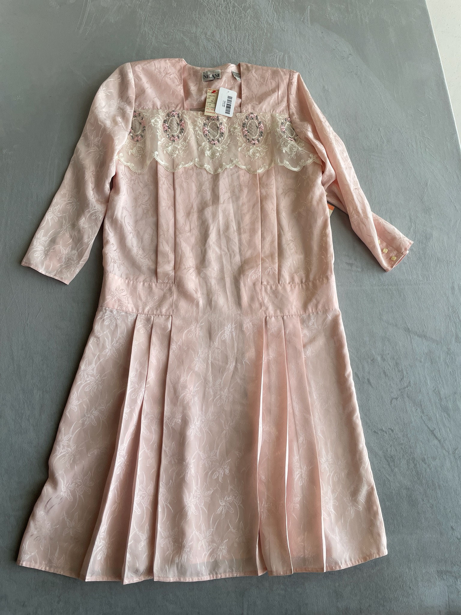 Nilani Pale Pink Floral Jacquard Dress Size Size 12