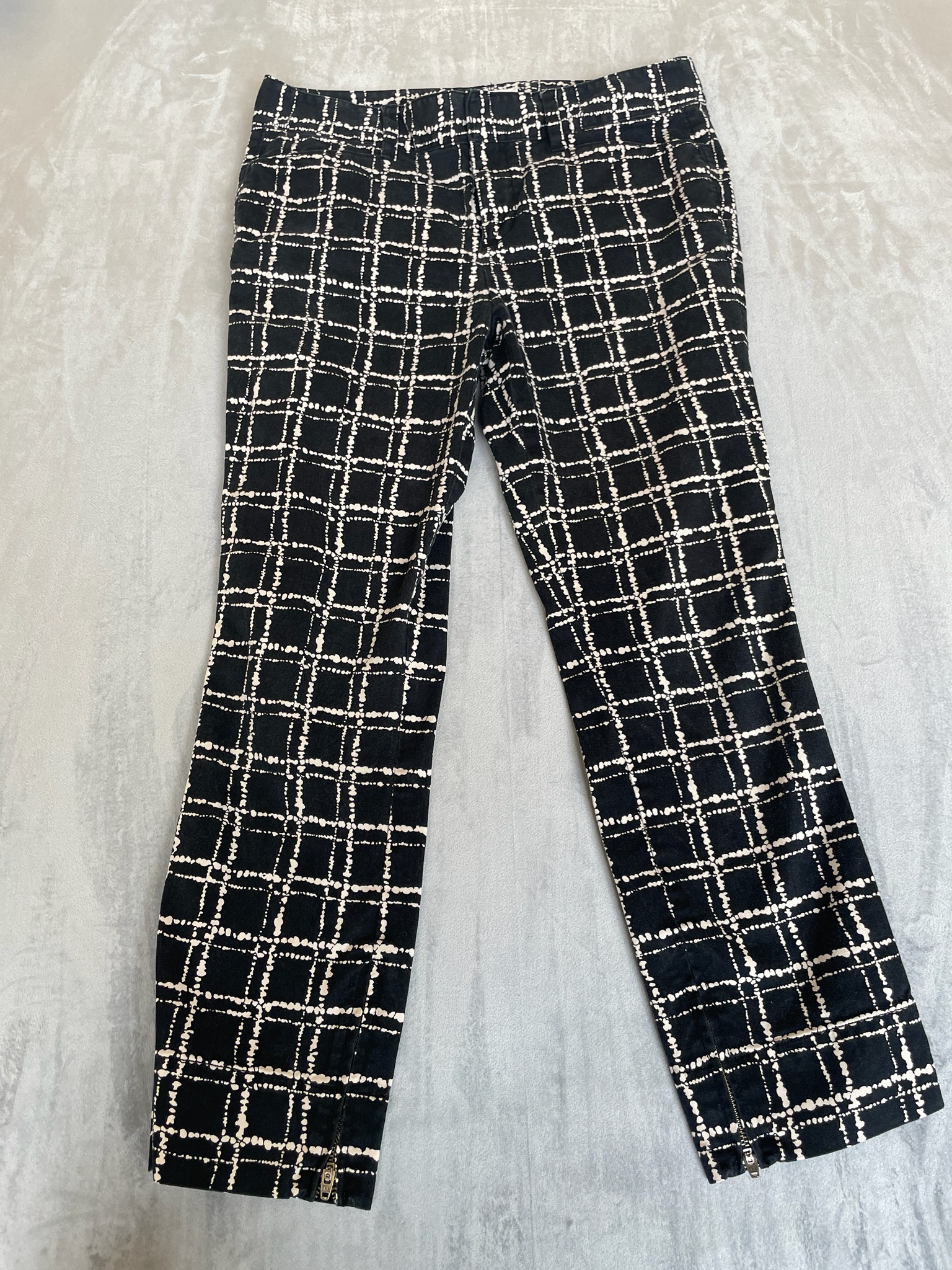 LOFT Black Windowpane Woven Ankle Pants Size 4