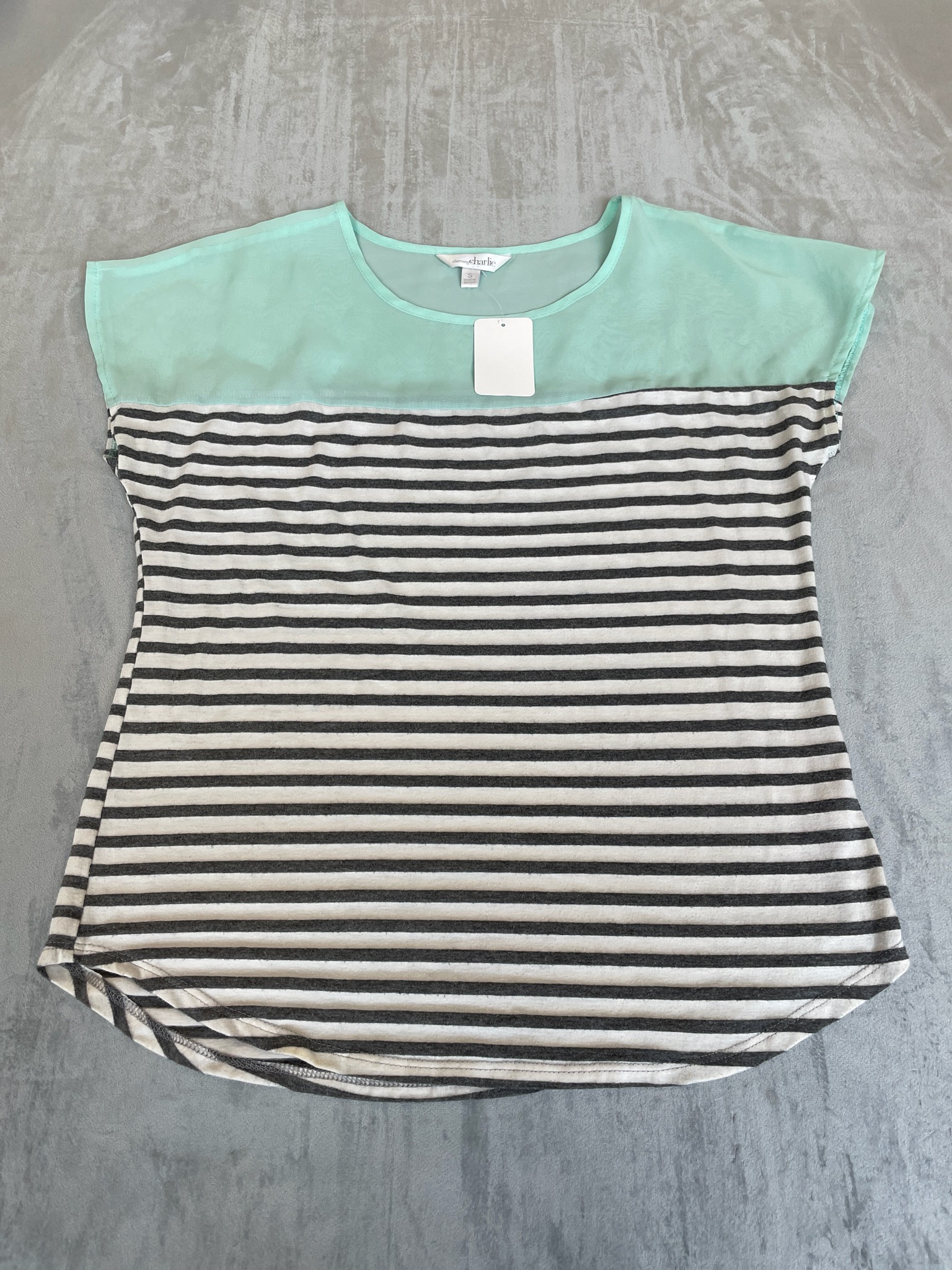 charlie Mint White Striped Knit Top Size S