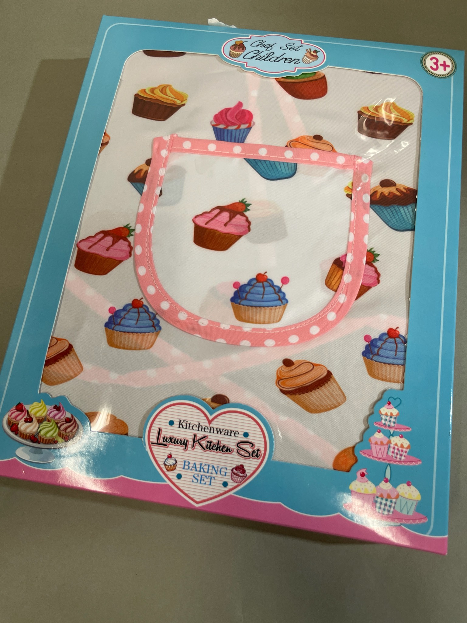Vanmor White Cupcake Print Fabric Apron Size 3+