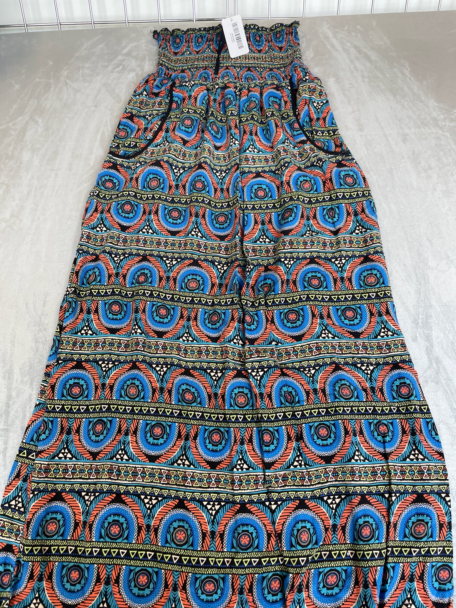 gypsies Blue Tribal Rayon Maxi Dress Size M