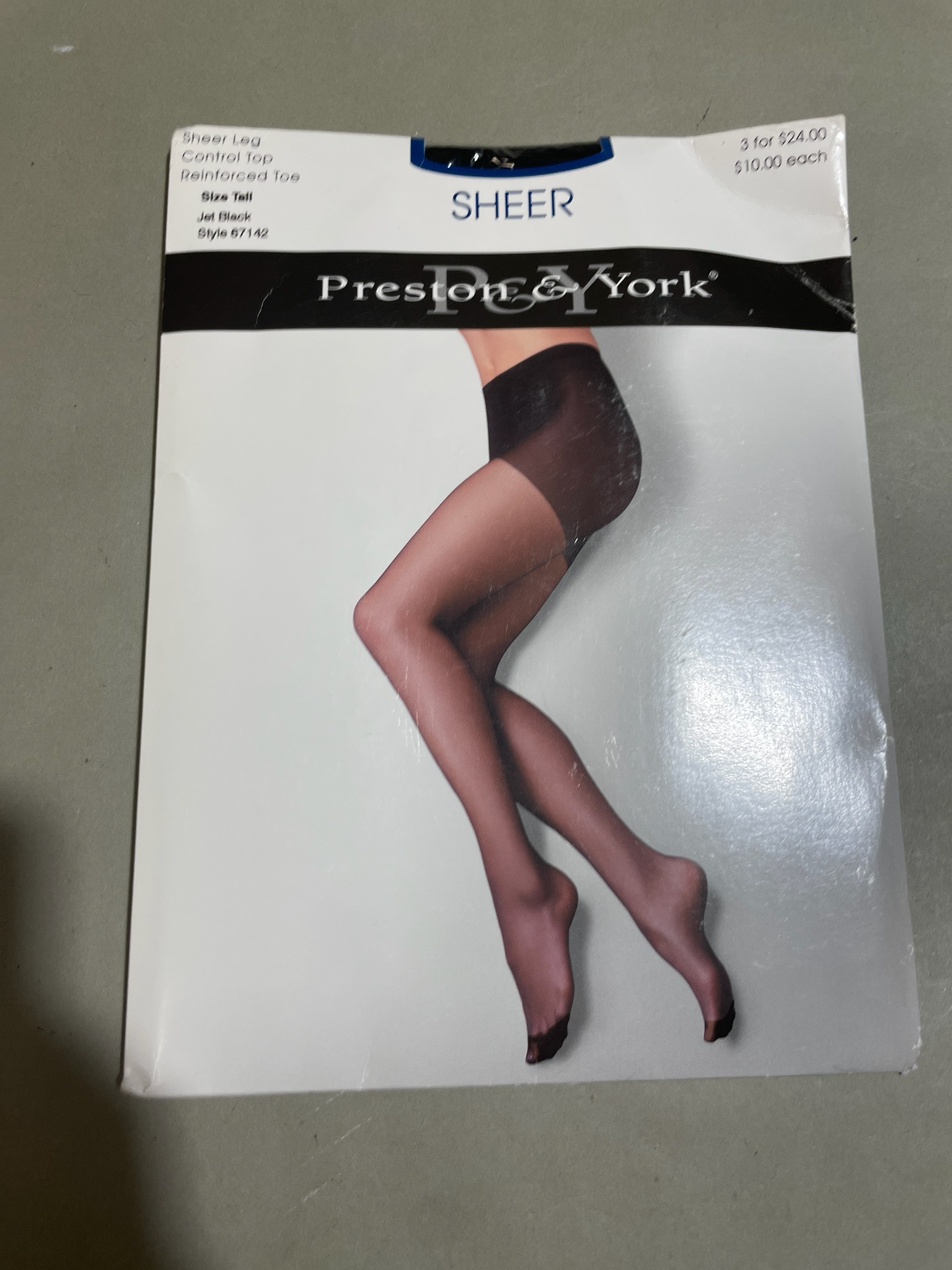 Preston & York Black Nylon/Elastane Pantyhose Size Tall