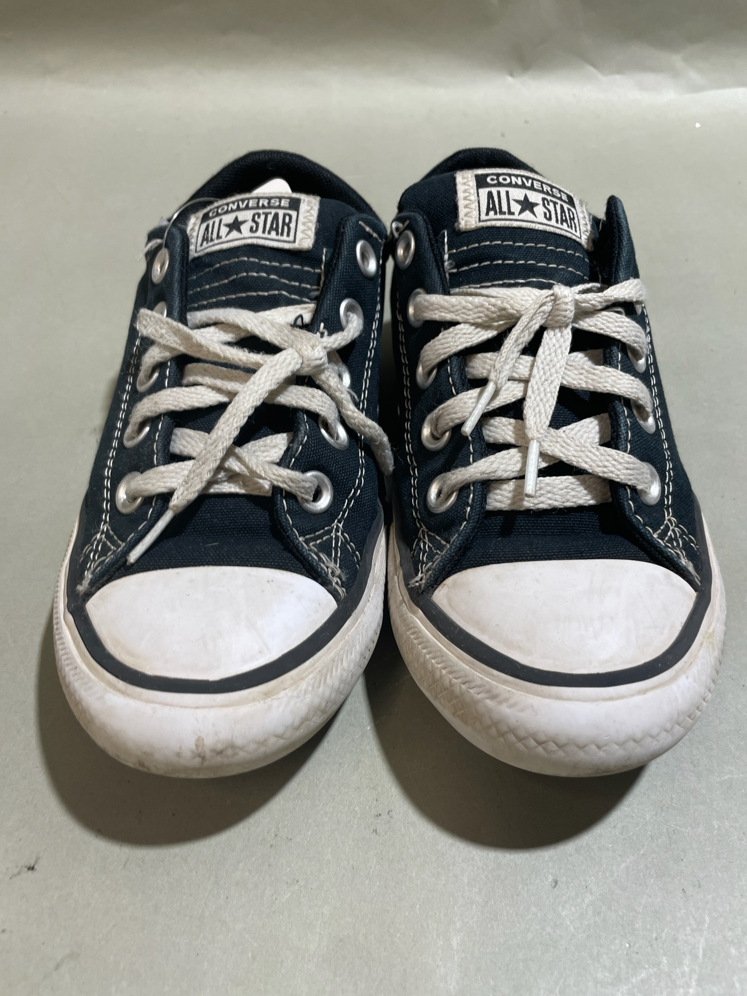 Converse Black Canvas Low-Top Sneakers Size US 2