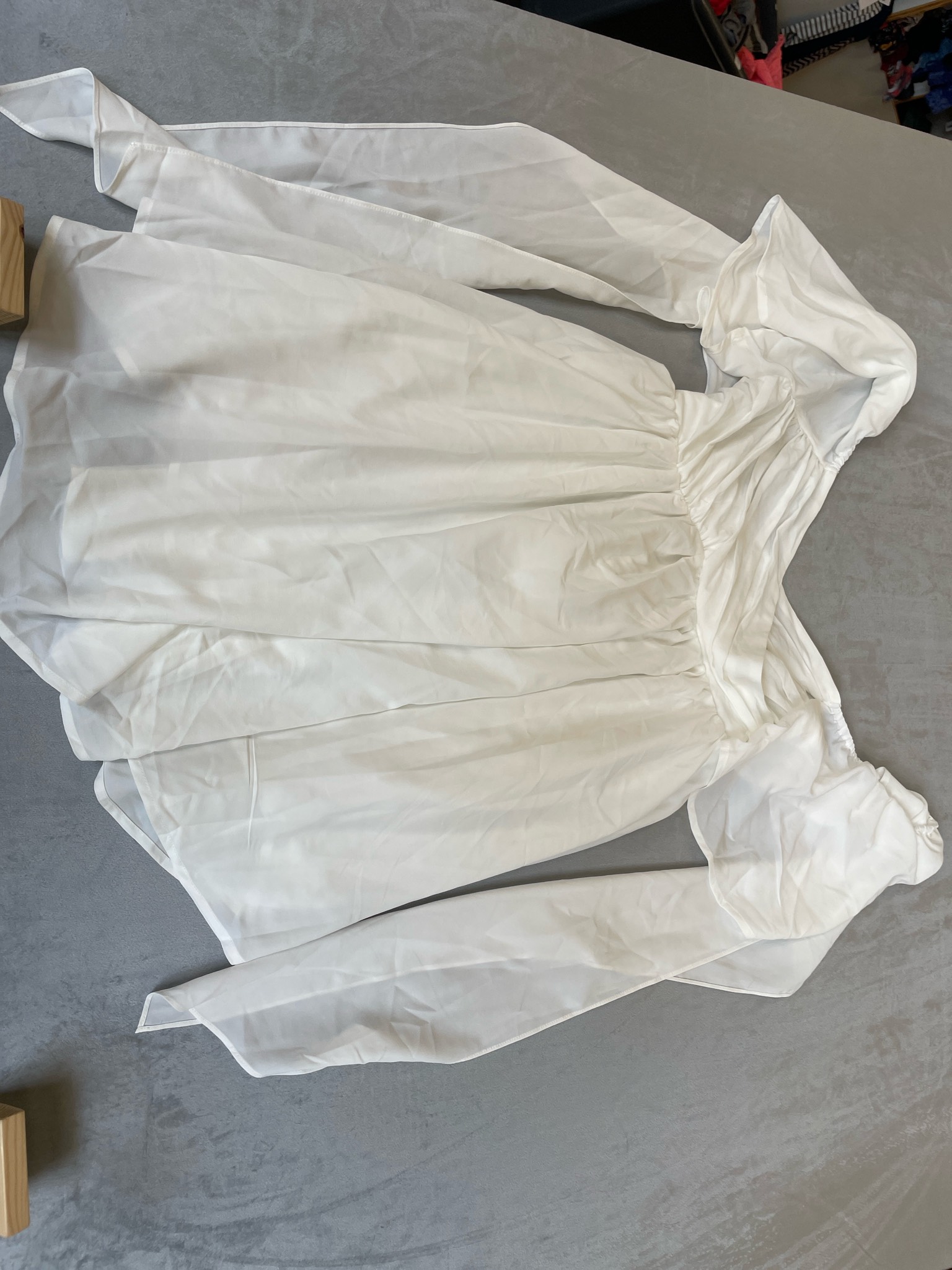 White Sheer Chiffon Blouse Size M