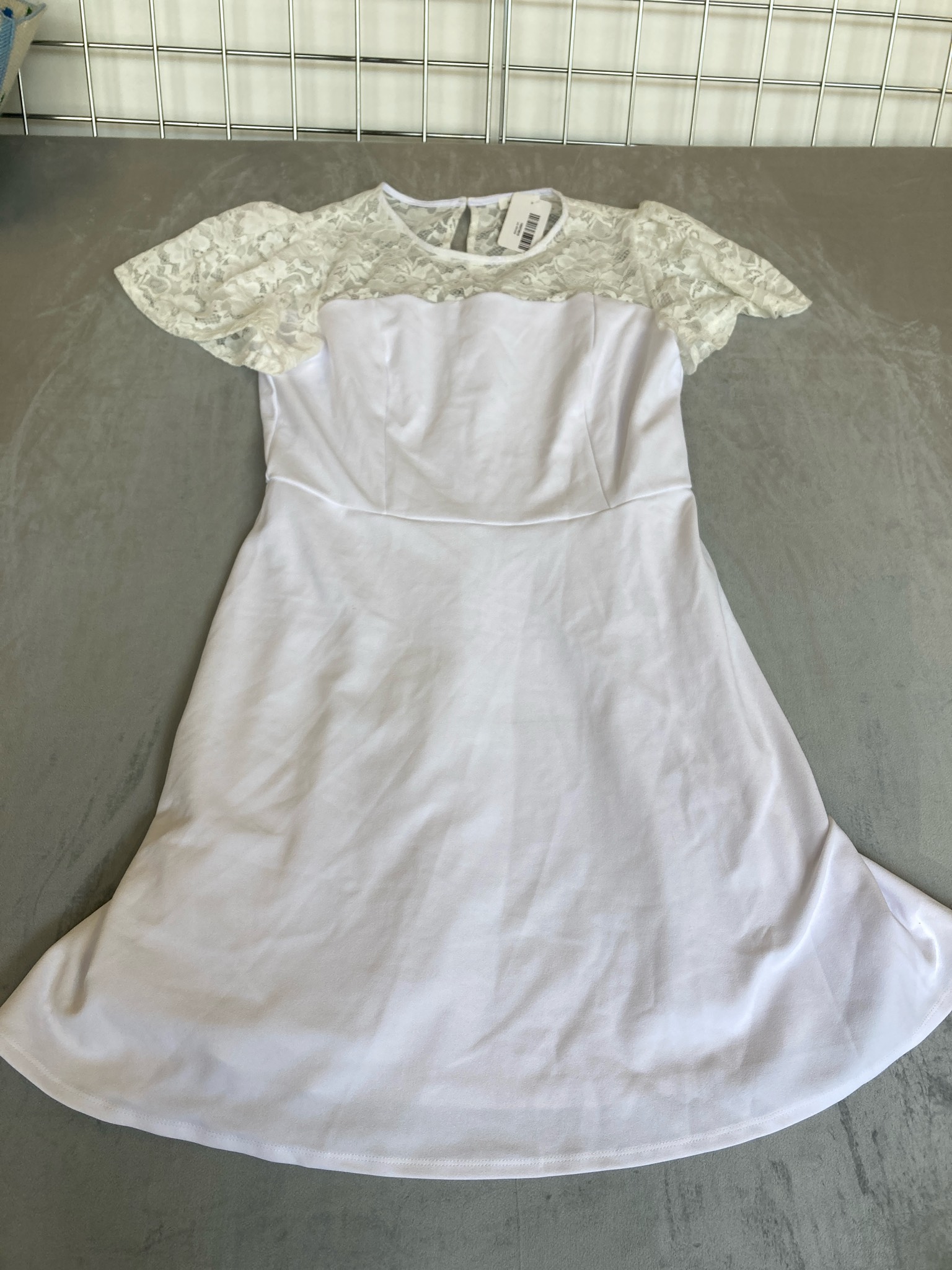 HOLIPICK White Lace A-line Dress