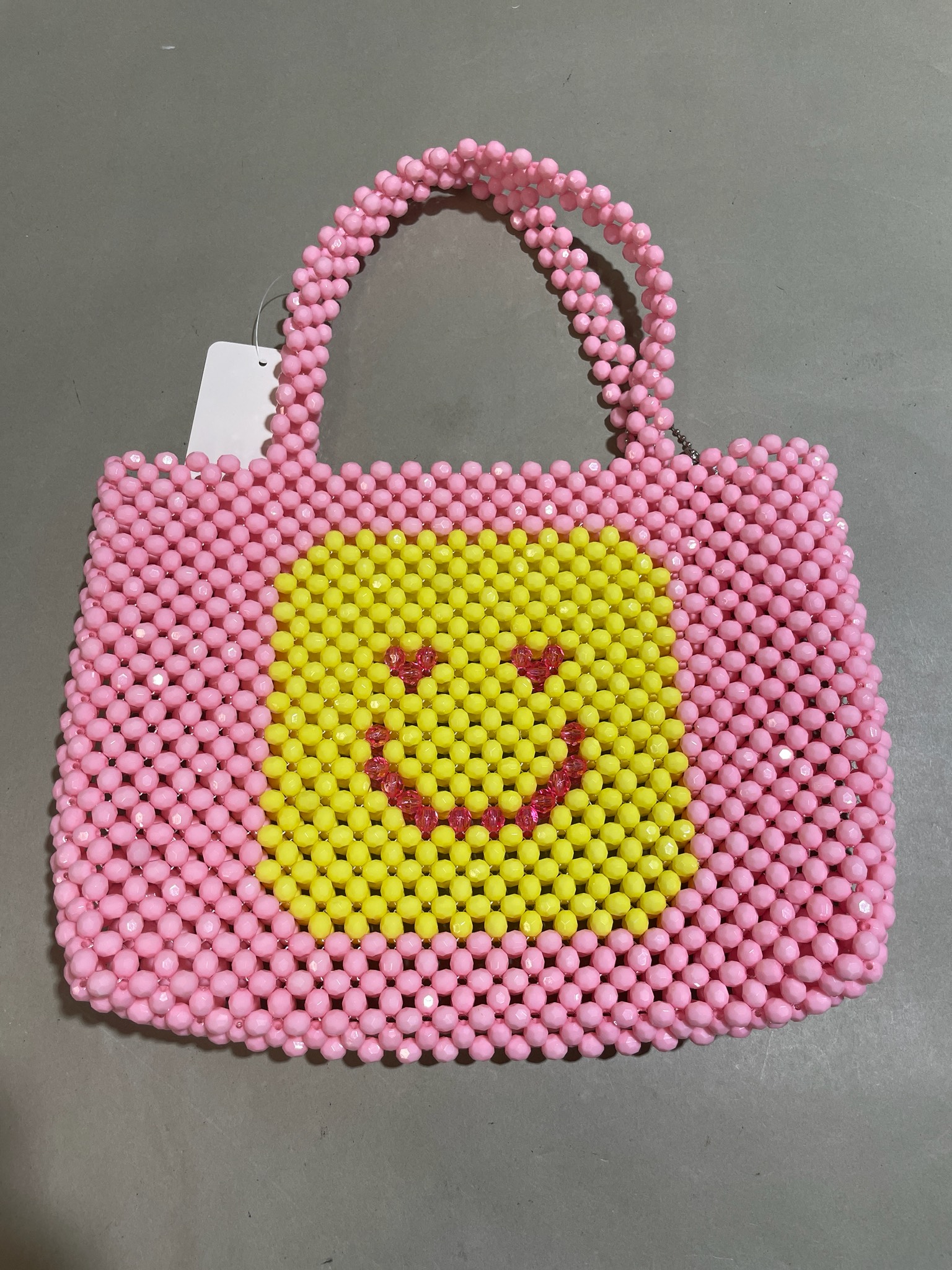 Pink and yellow Beaded Handbag