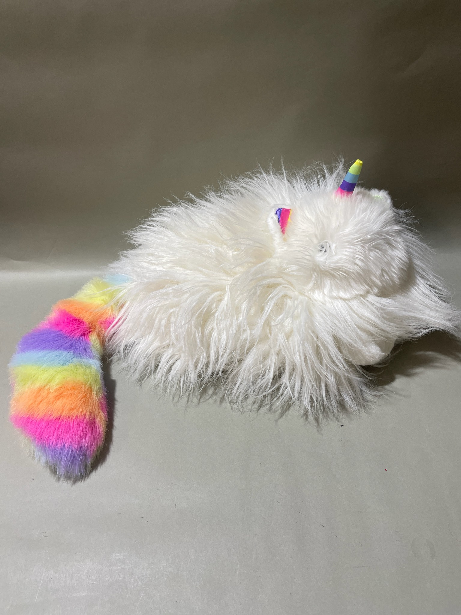 White Long-Pile Plush Unicorn