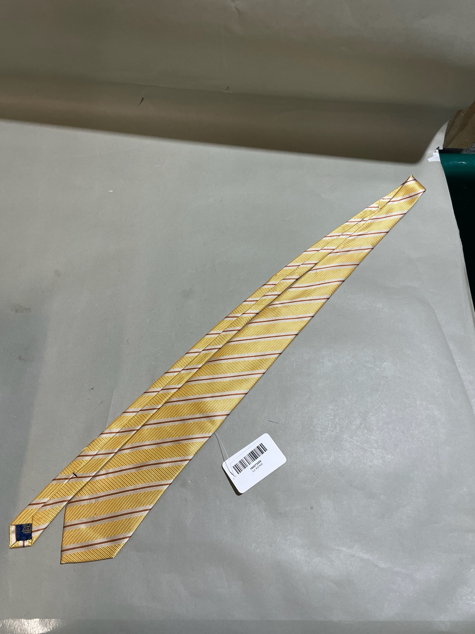 T. HARRIS Yellow Striped silk Necktie