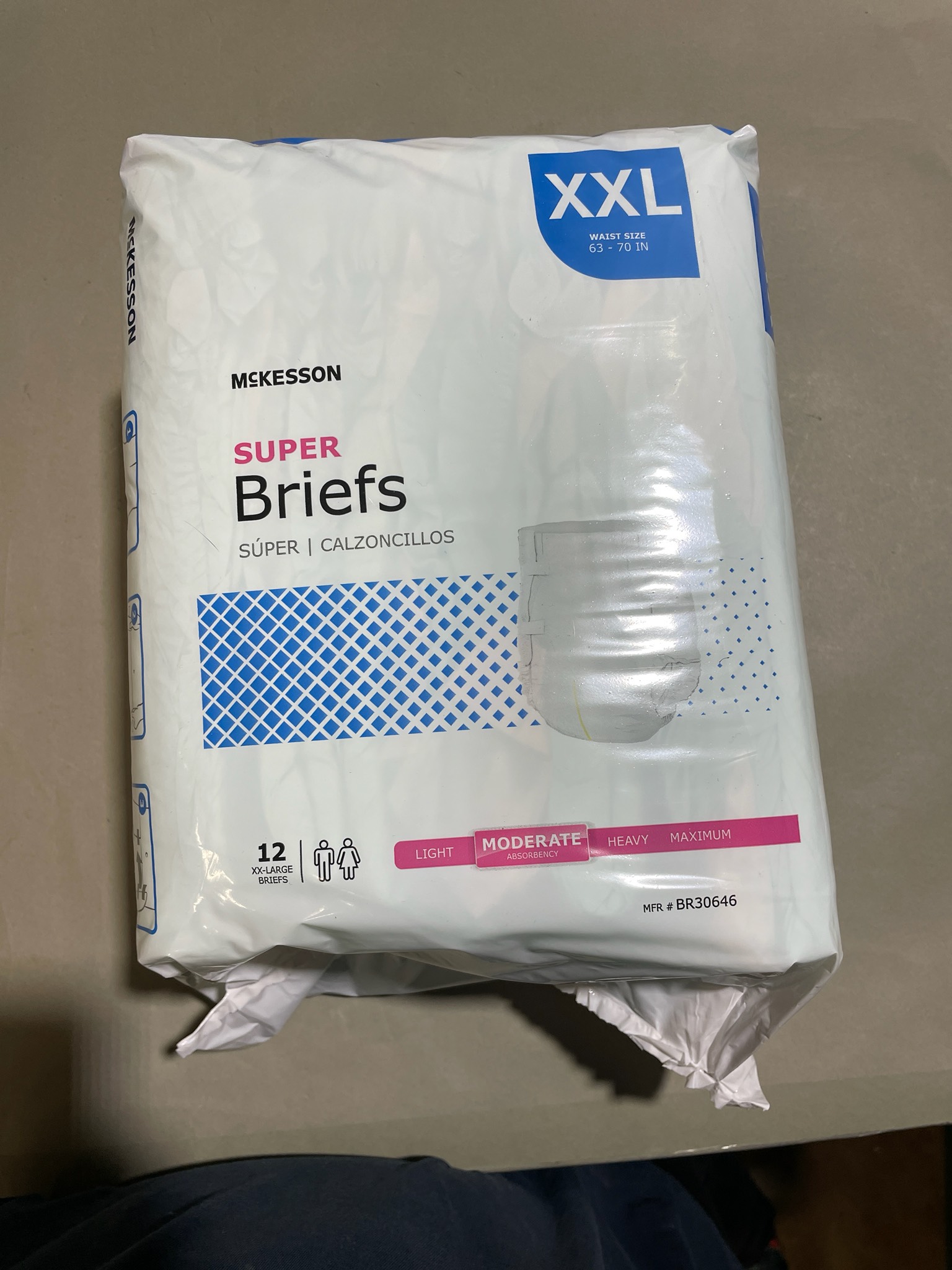 McKesson White 12-Count Disposable Adult Briefs Size XXL (63-70 in)