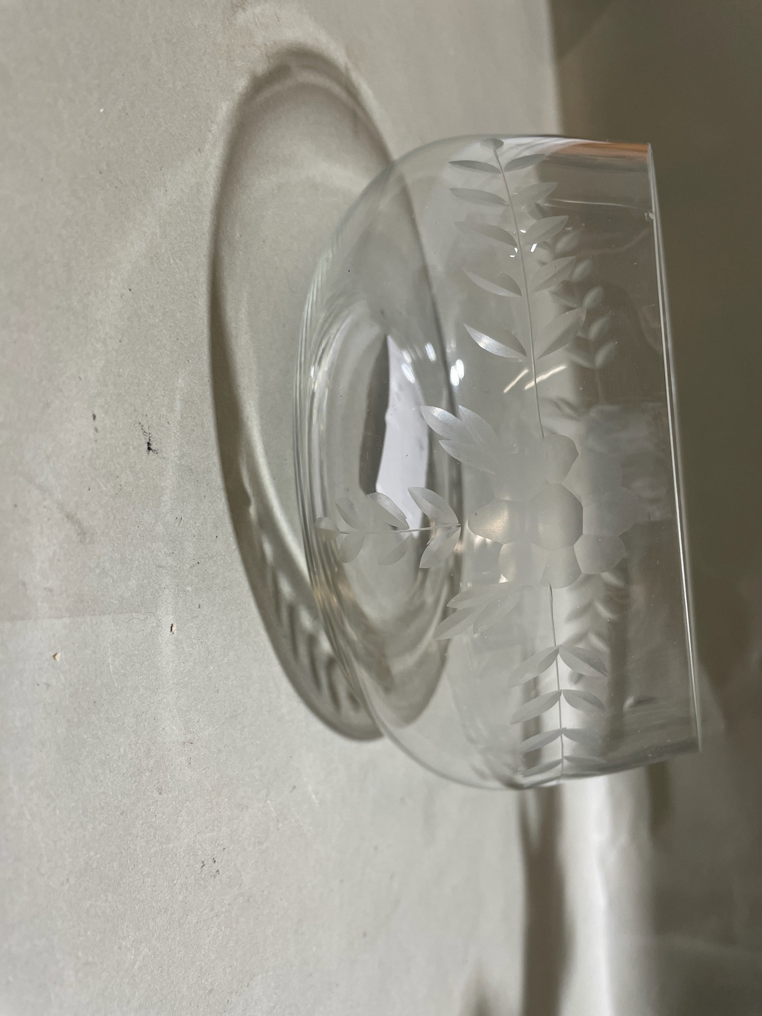 Clear Etched Glass Bowl