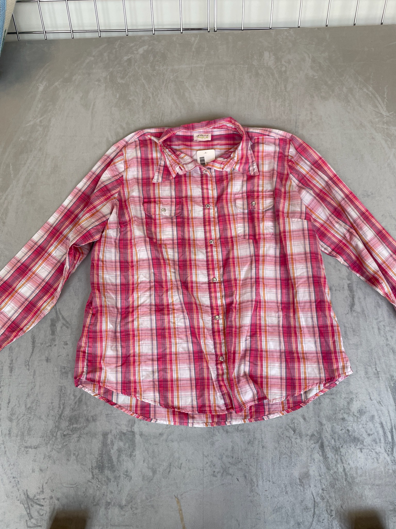 Wrangler Pink Plaid Button-Up Shirt