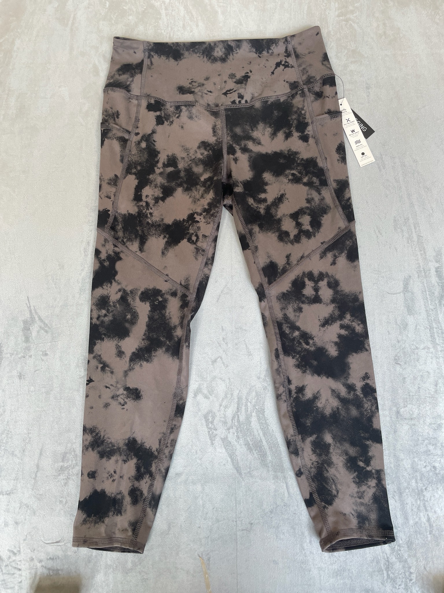 Evolution and Creation Taupe Tie-Dye Polyester-Spandex Leggings Size XL