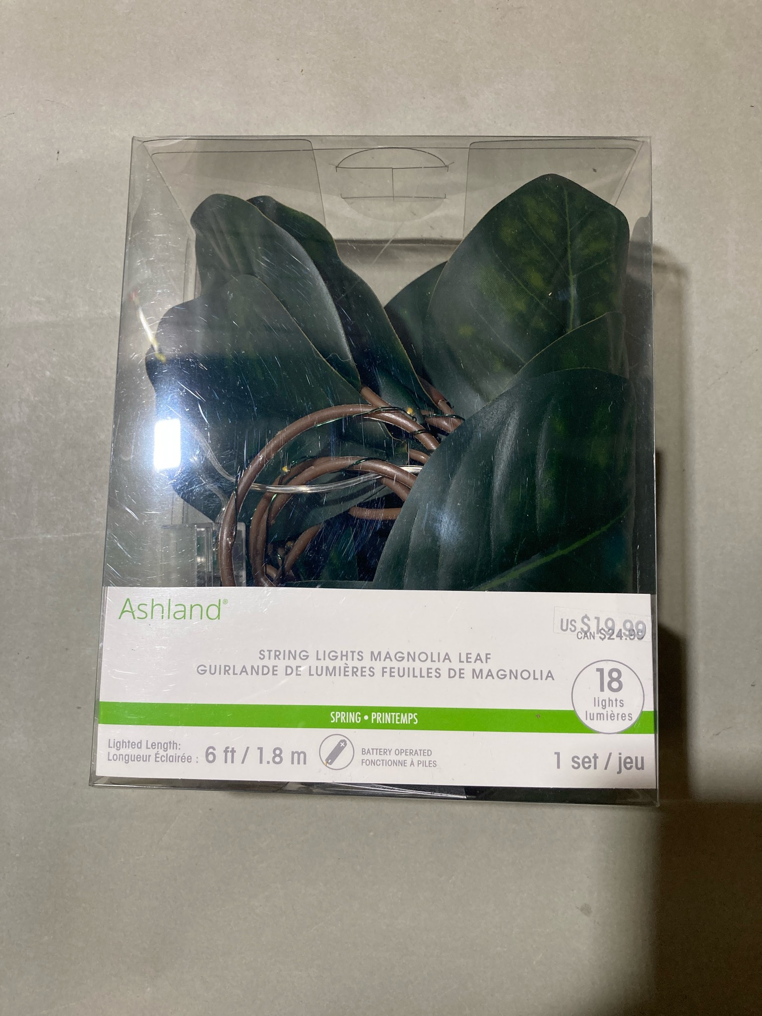 Ashland Green Magnolia Leaf String Lights Size 6 ft