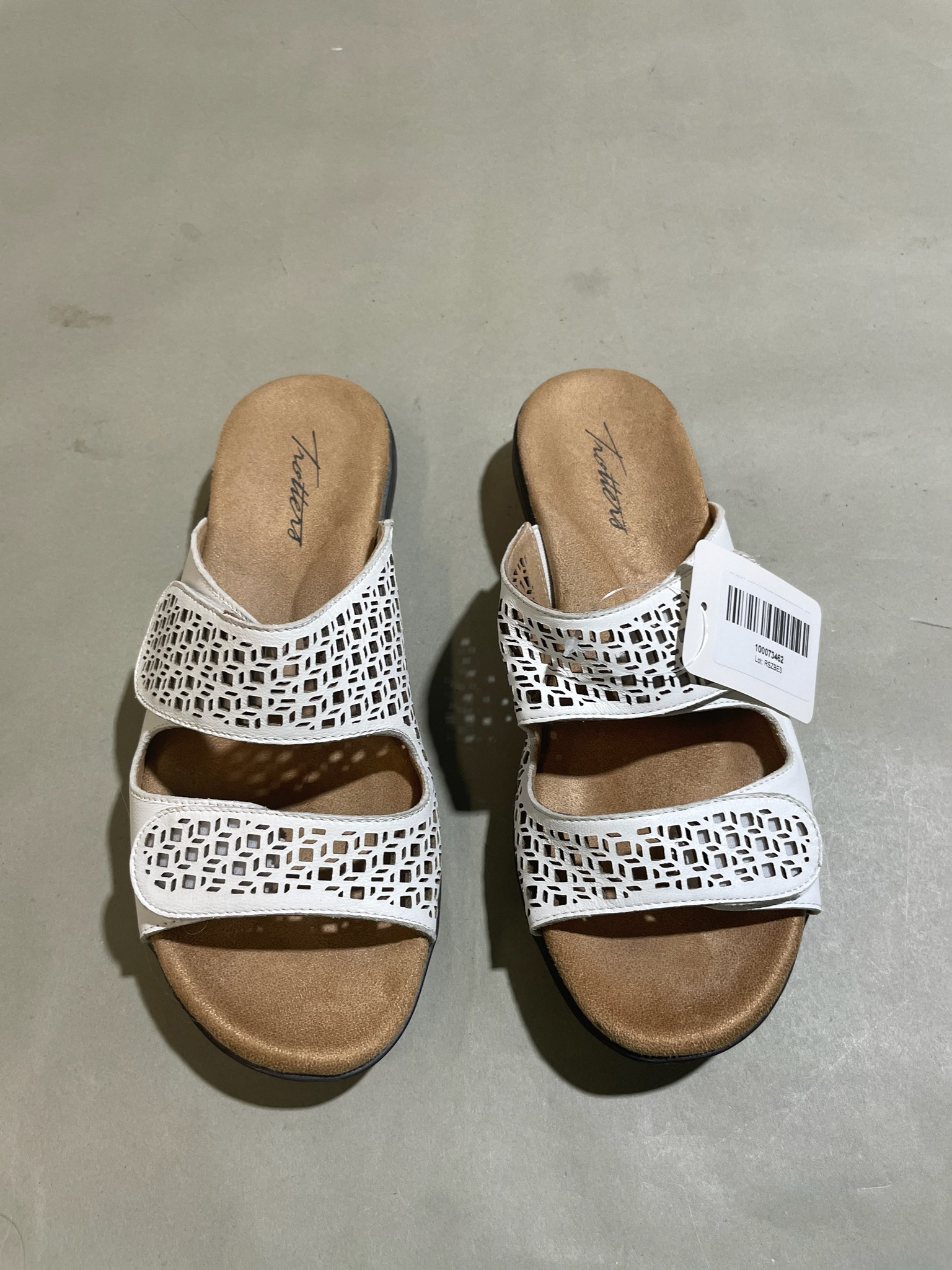 Trotters White Perforated Slide Sandals