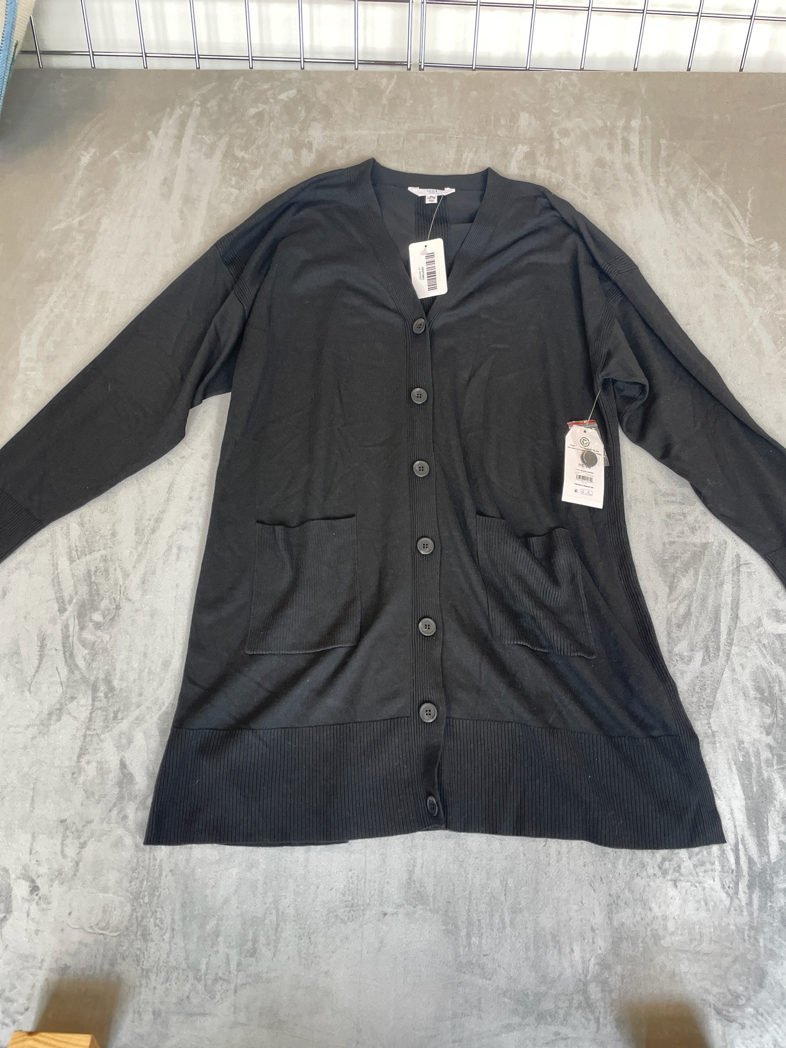 Time and Tru Black Knit Longline Cardigan Size XL (16-18)