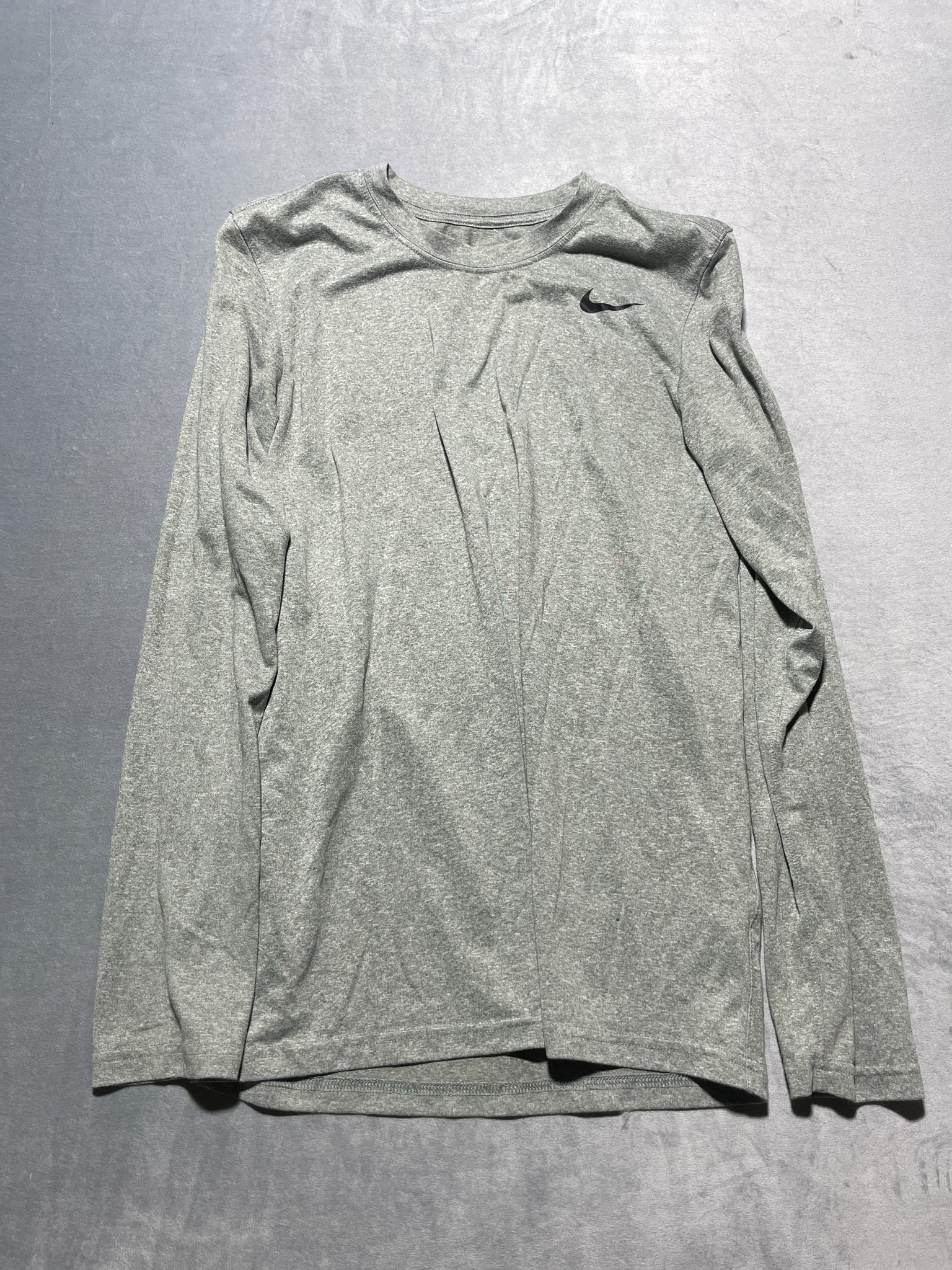 Nike Heather Grey Polyester Long Sleeve T-Shirt Size S