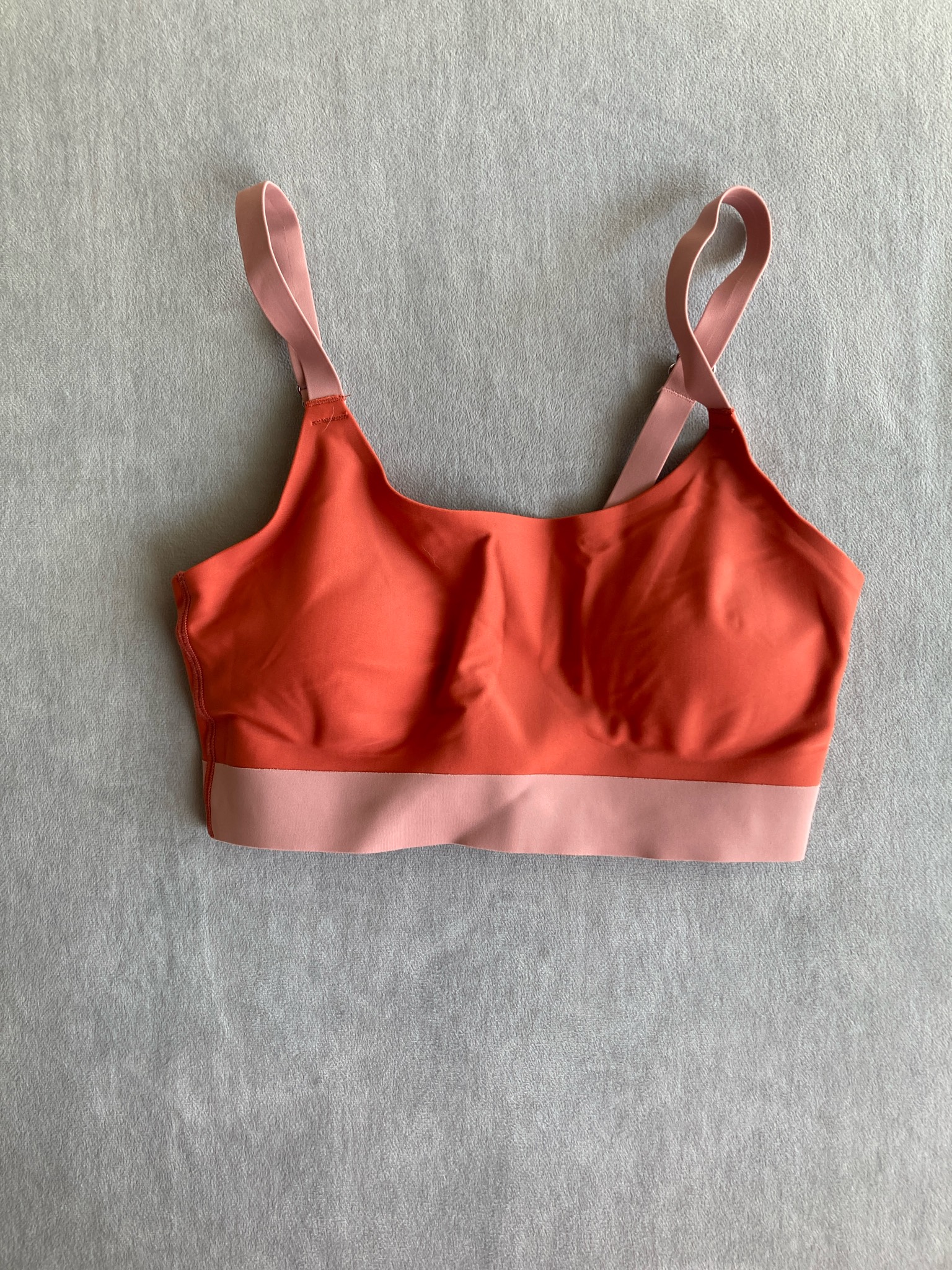 Coral and Light Pink Stretch Knit Sports Bra