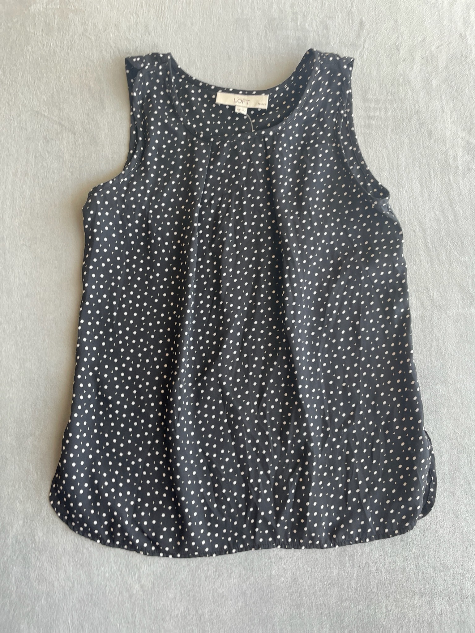 LOFT Black Polka Dot Lightweight Woven Sleeveless Blouse Size XSP