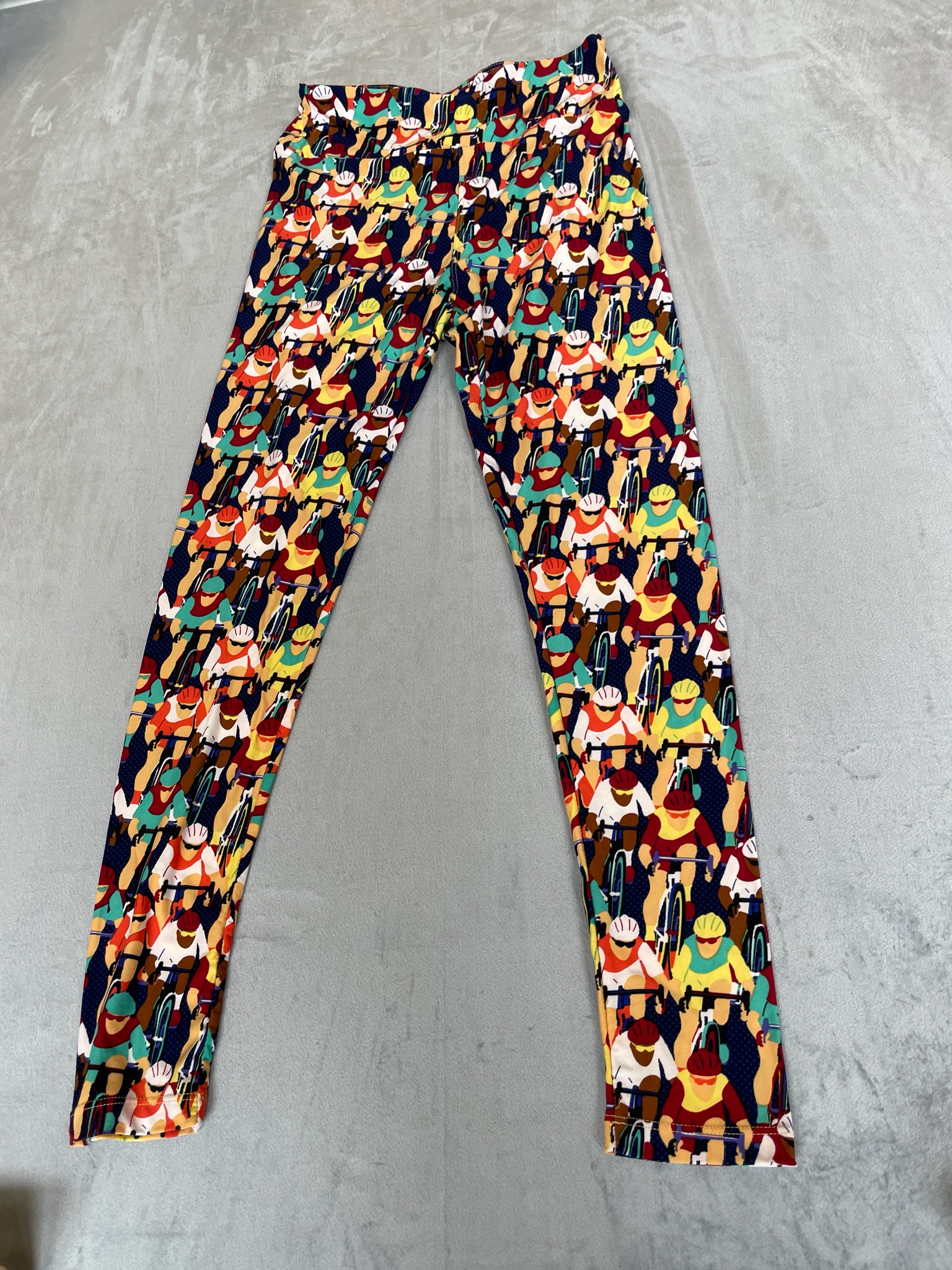 LuLaRoe Navy Bicycle Print Stretch Knit Leggings Size One Size