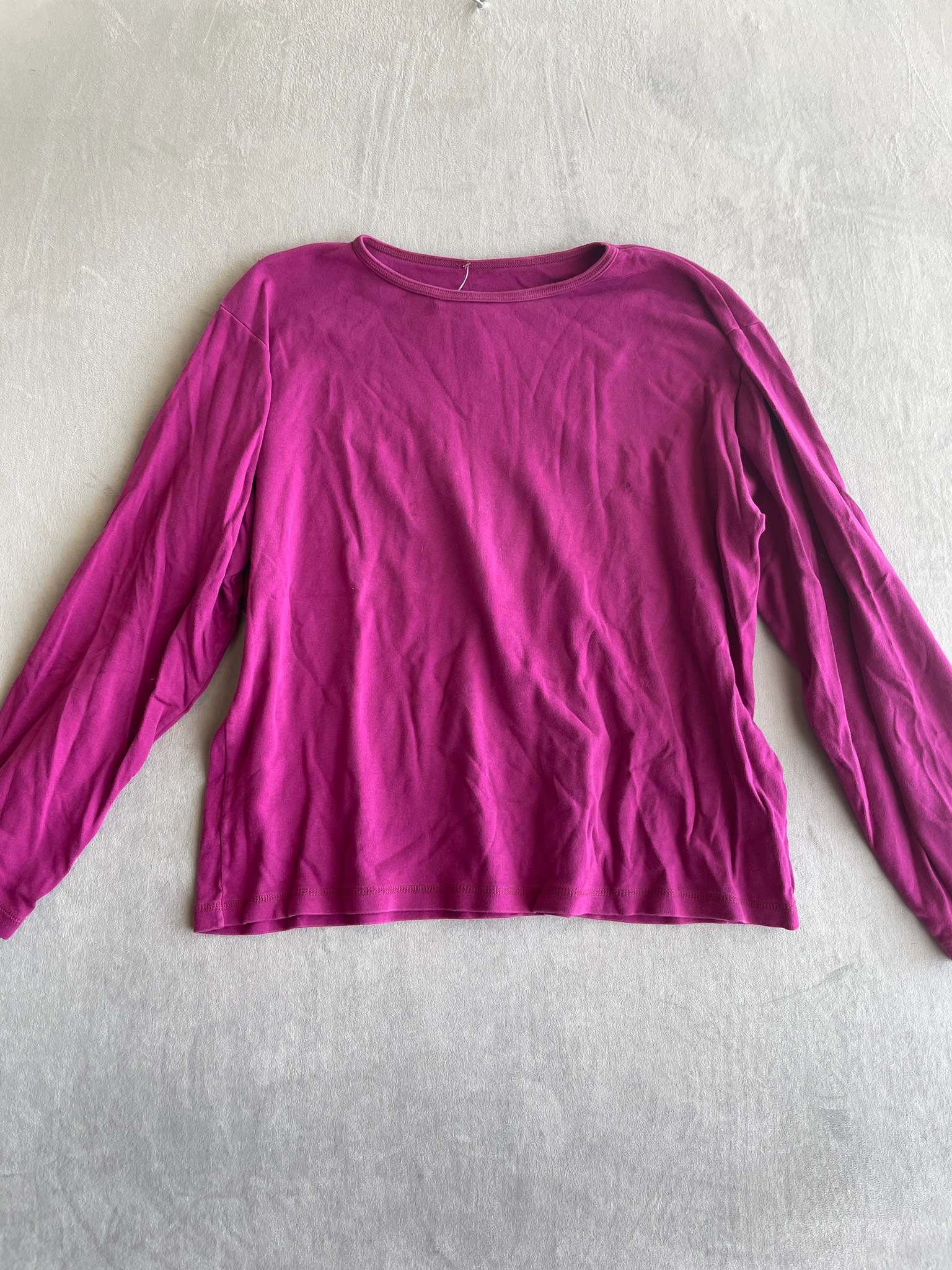 Magenta Jersey Knit Long Sleeve T-Shirt