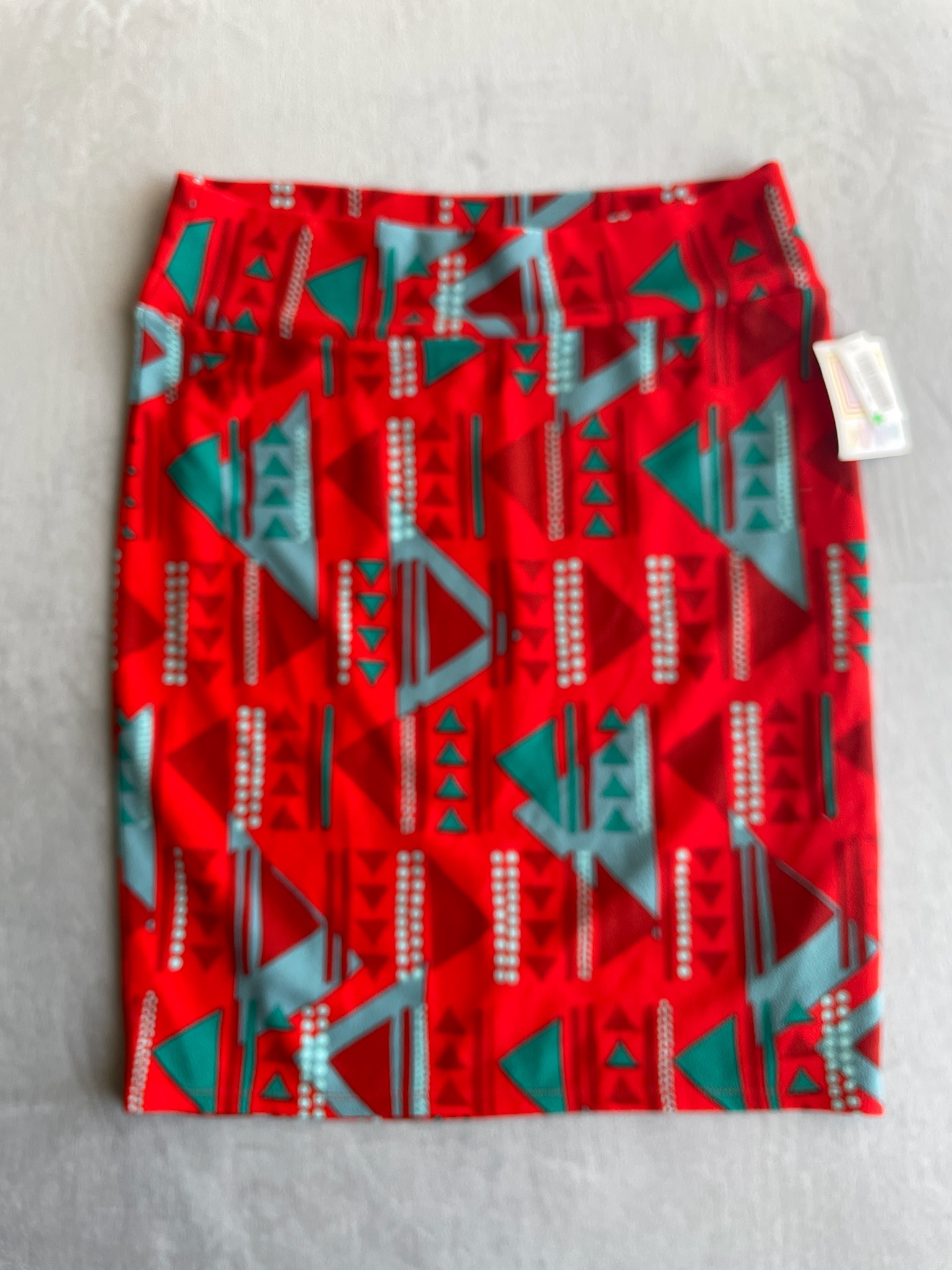 LuLaRoe Red Geometric Stretch Knit Skirt Size 3XL