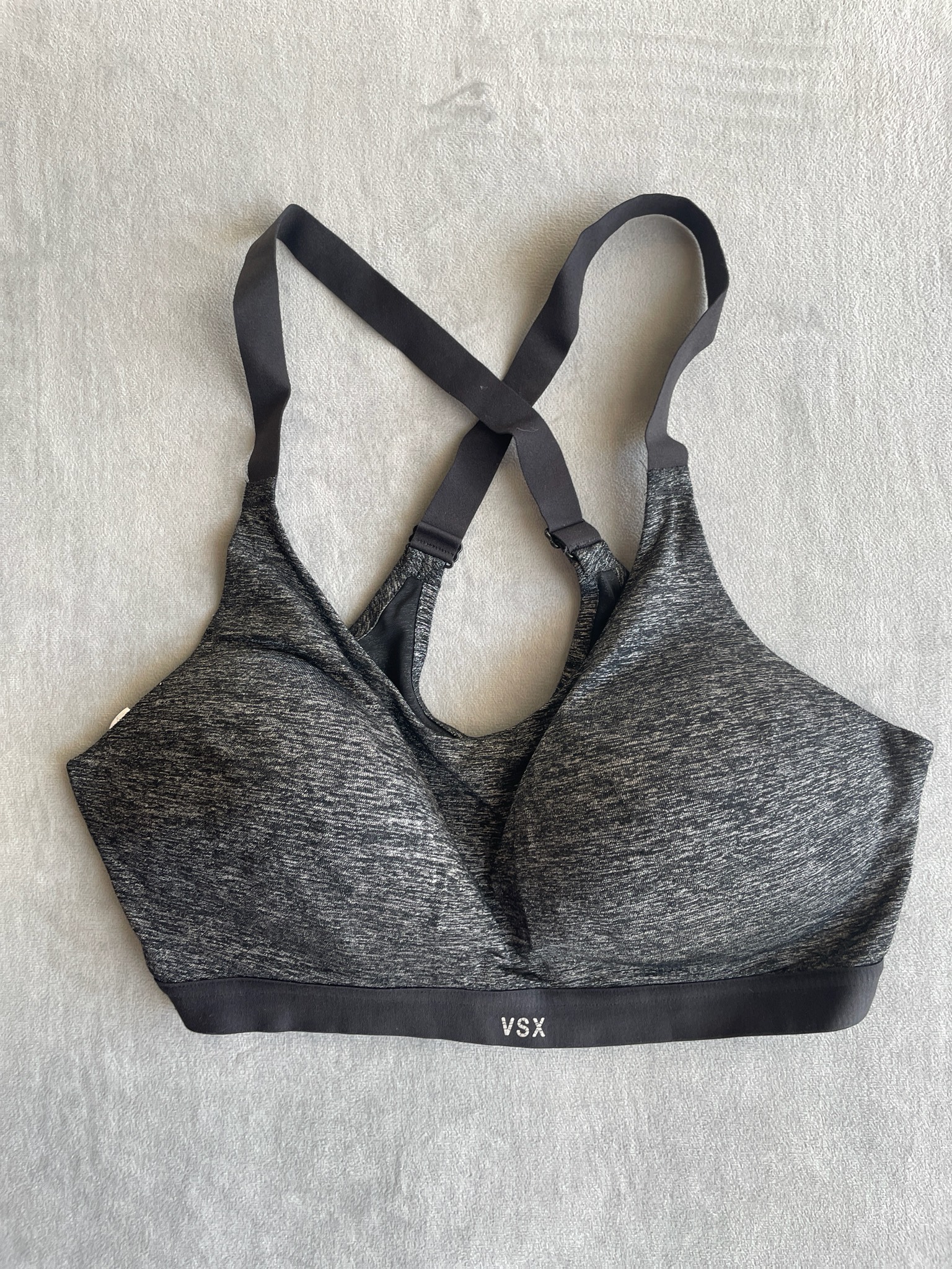 VSX Charcoal Heather Stretch Knit Sports Bra Size 36D