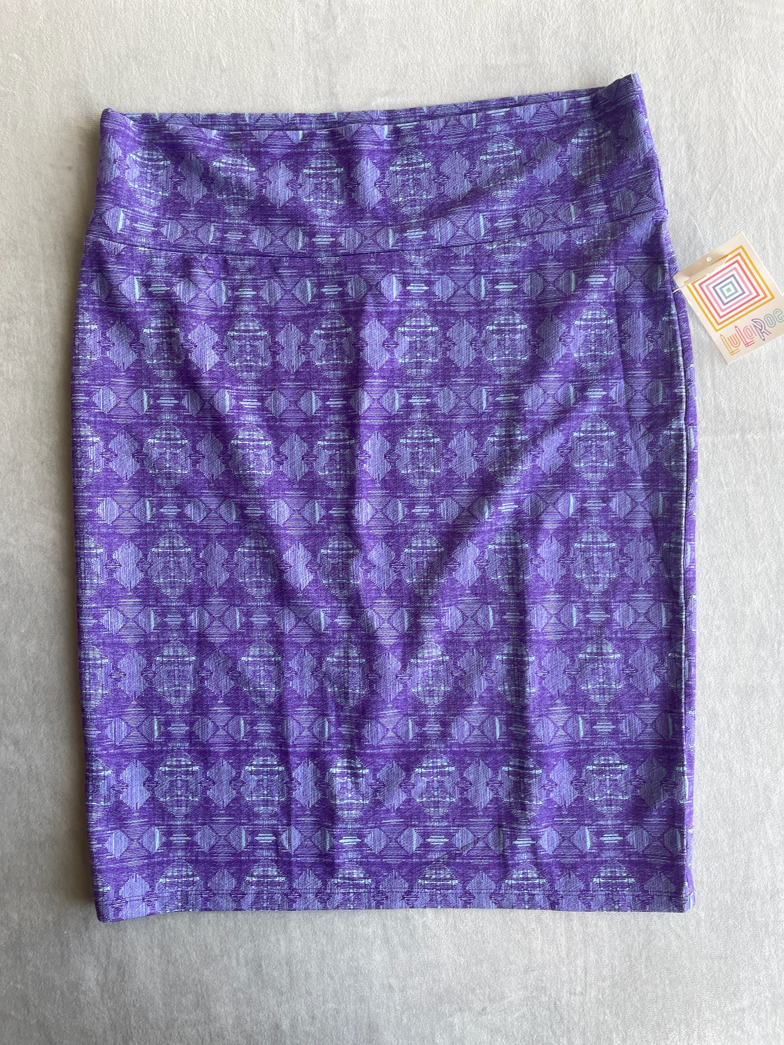 LuLaRoe Purple Geometric Knit Pencil Skirt Size 3XL
