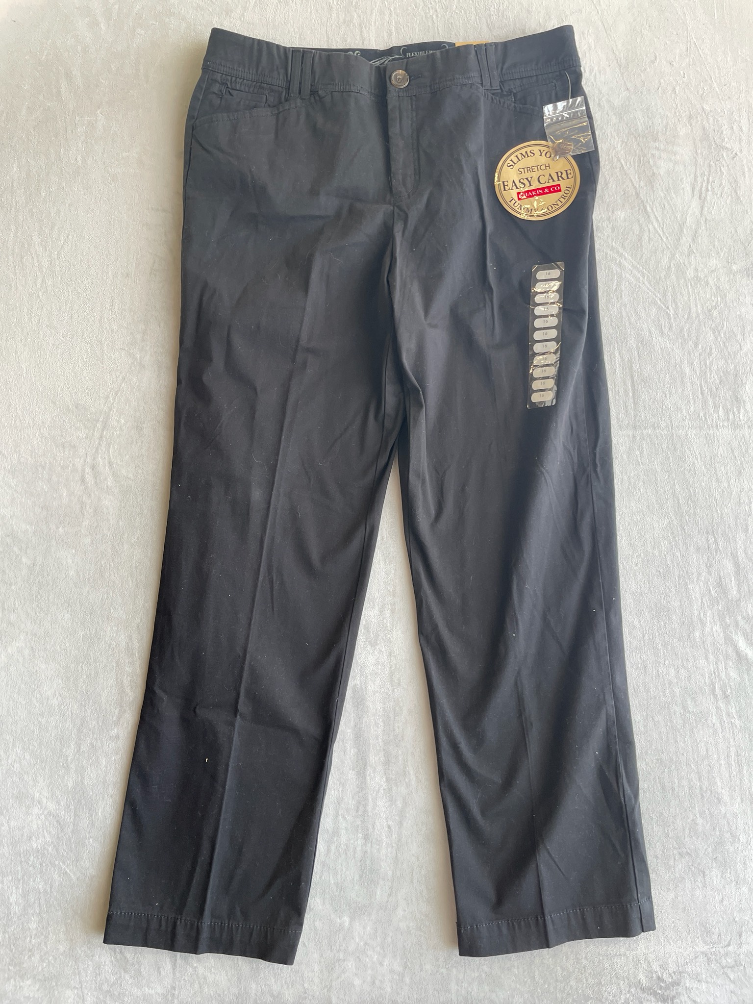 Khakis & Co Black Cotton Blend Pants Size Size 16