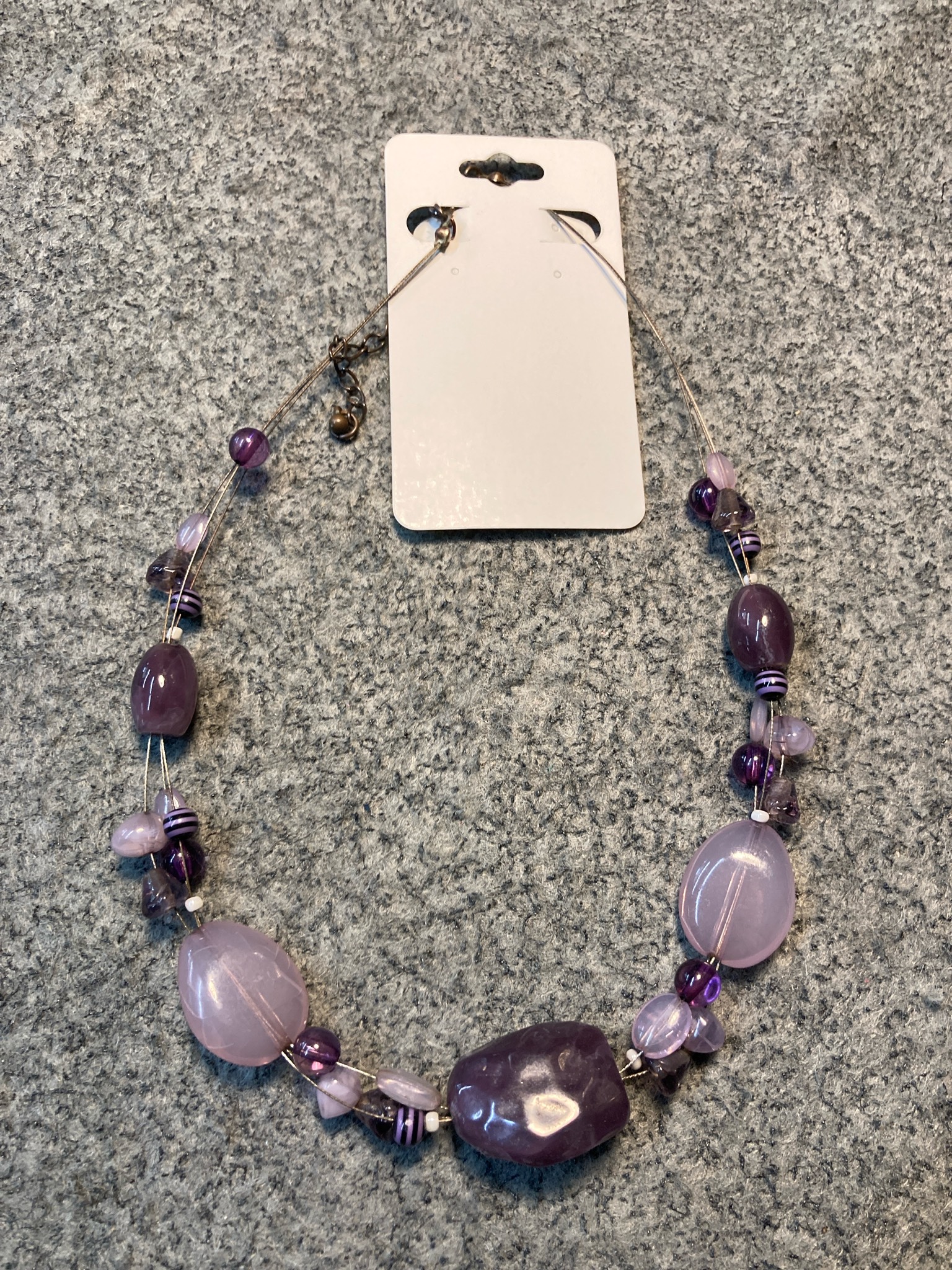 Purple Gold Tone Beaded Necklace