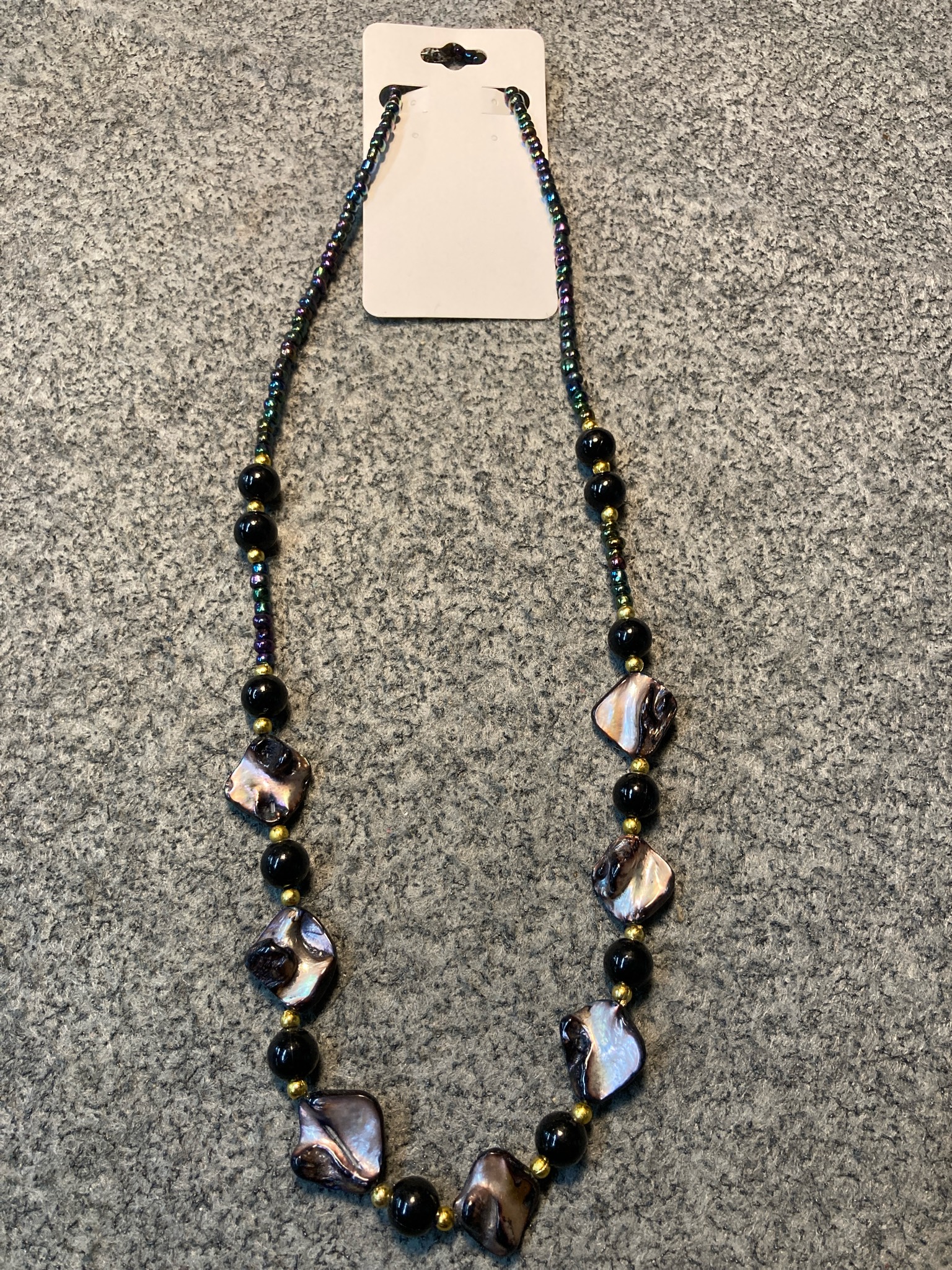Black Iridescent Beaded Necklace