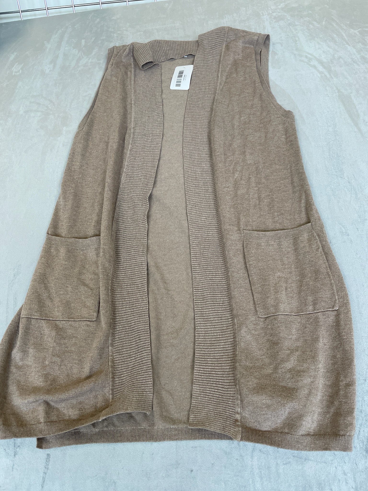 Cielo Taupe Knit Longline Vest Size XL