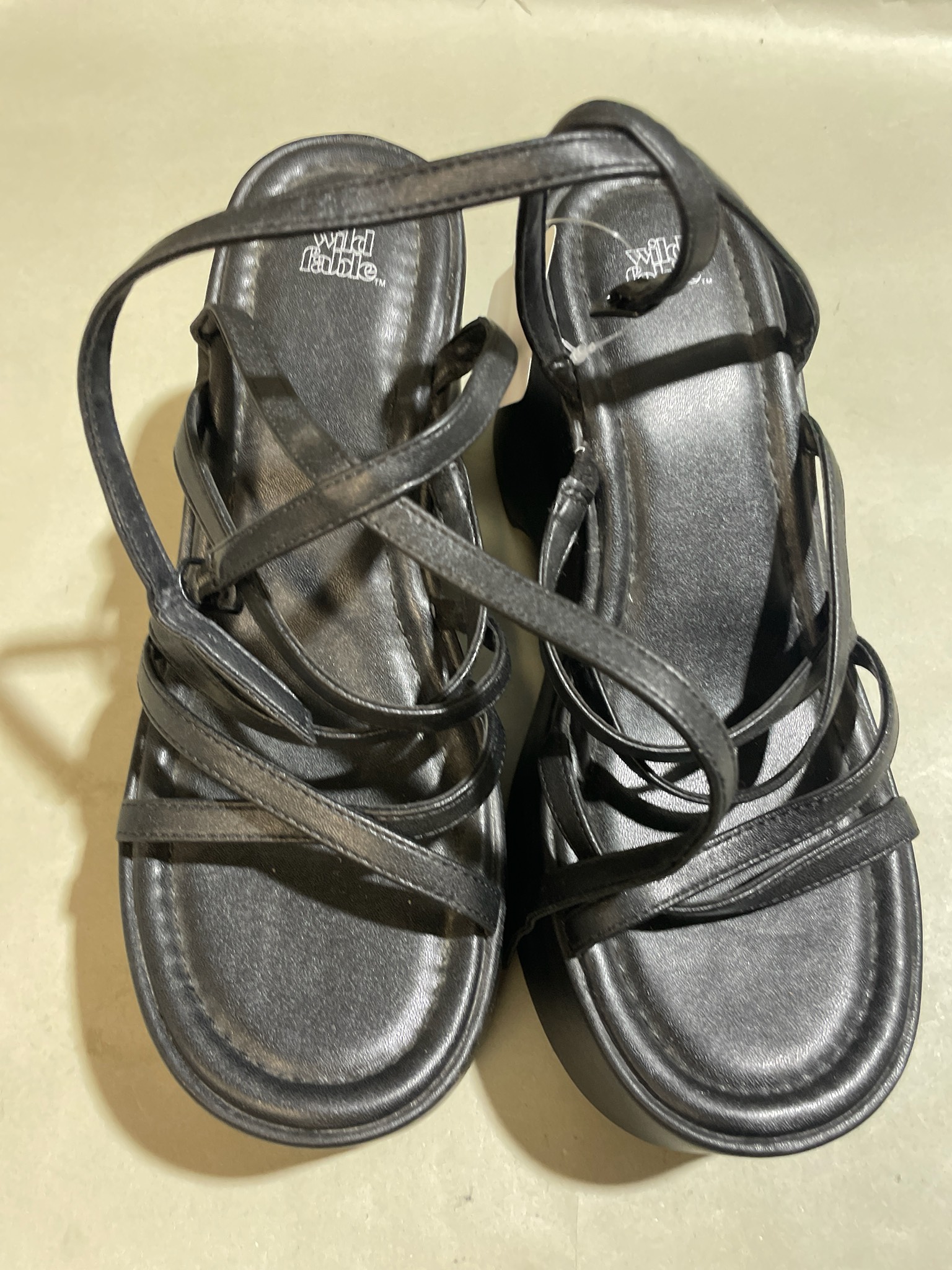 Wild Fable Black Strappy Platform Wedge Sandals Size Size 9