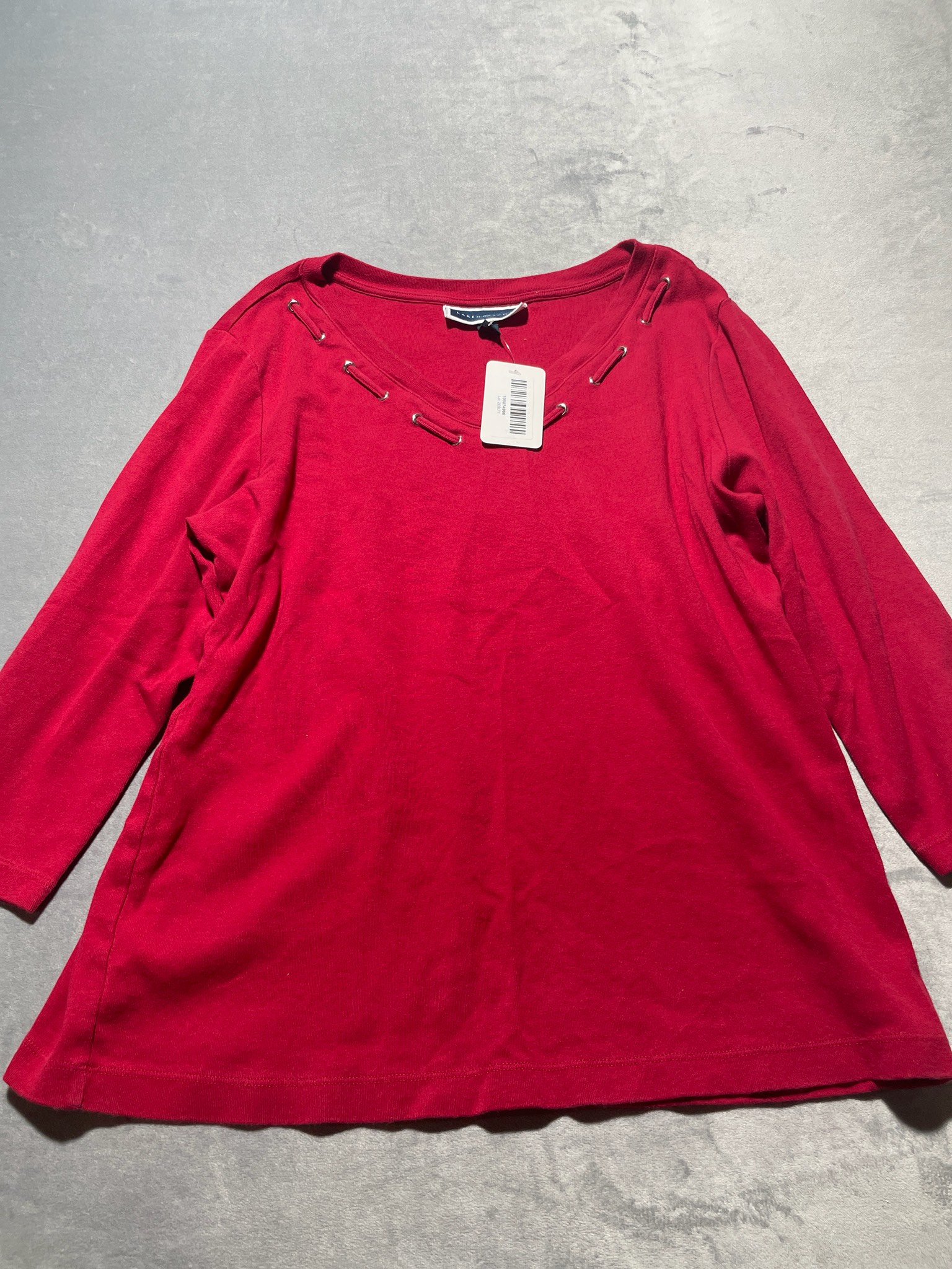 Karen Scott Red Cotton Tunic Top Size Large