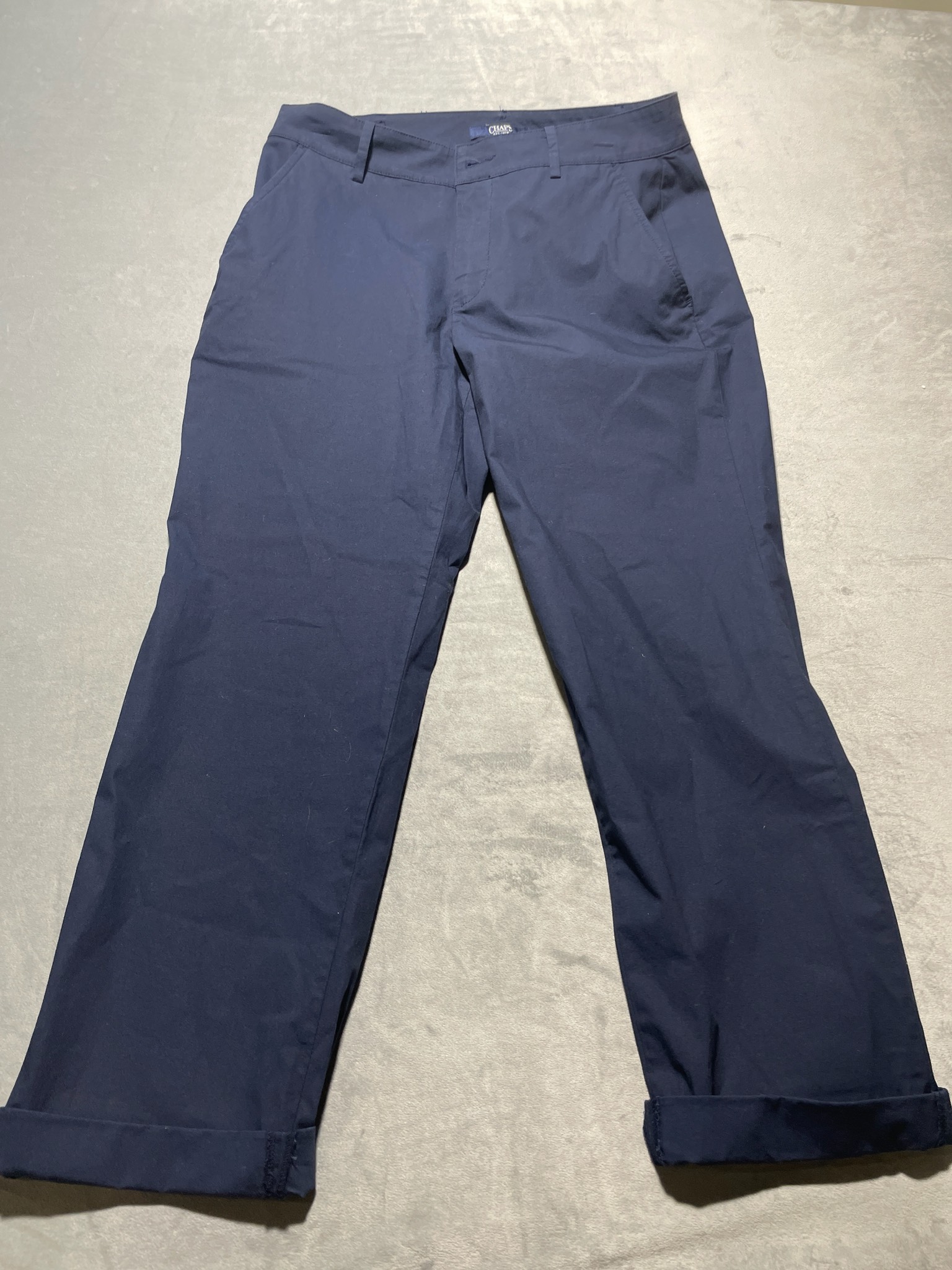 Chaps Navy Cotton-Blend Chino Pants Size Size 8